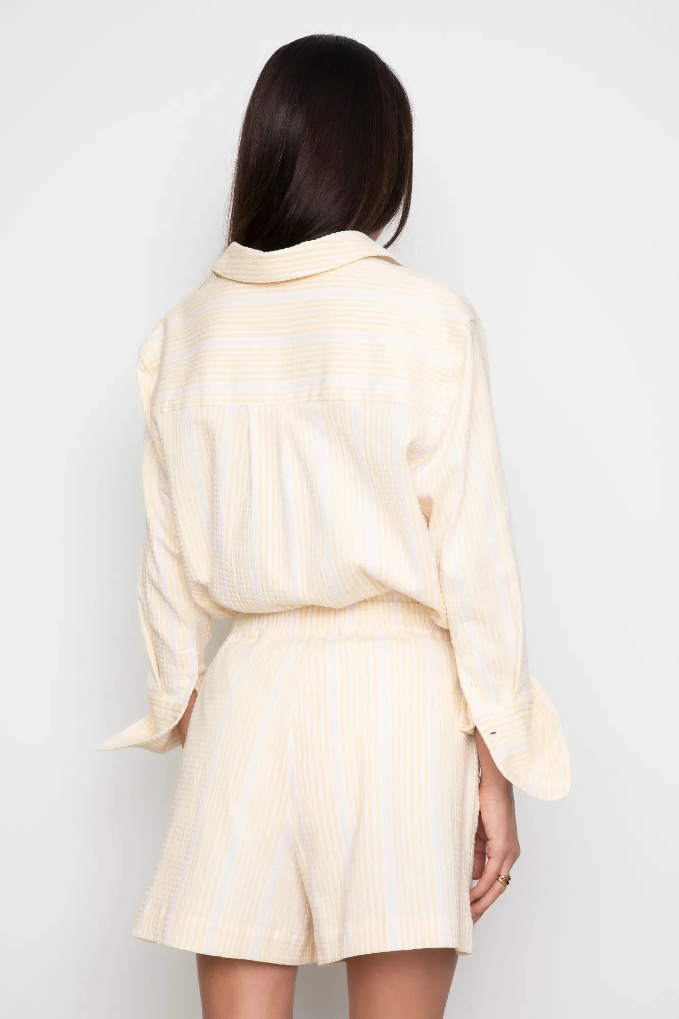 Bianca Crepe Shorts Light Yellow Stripe - Image 4