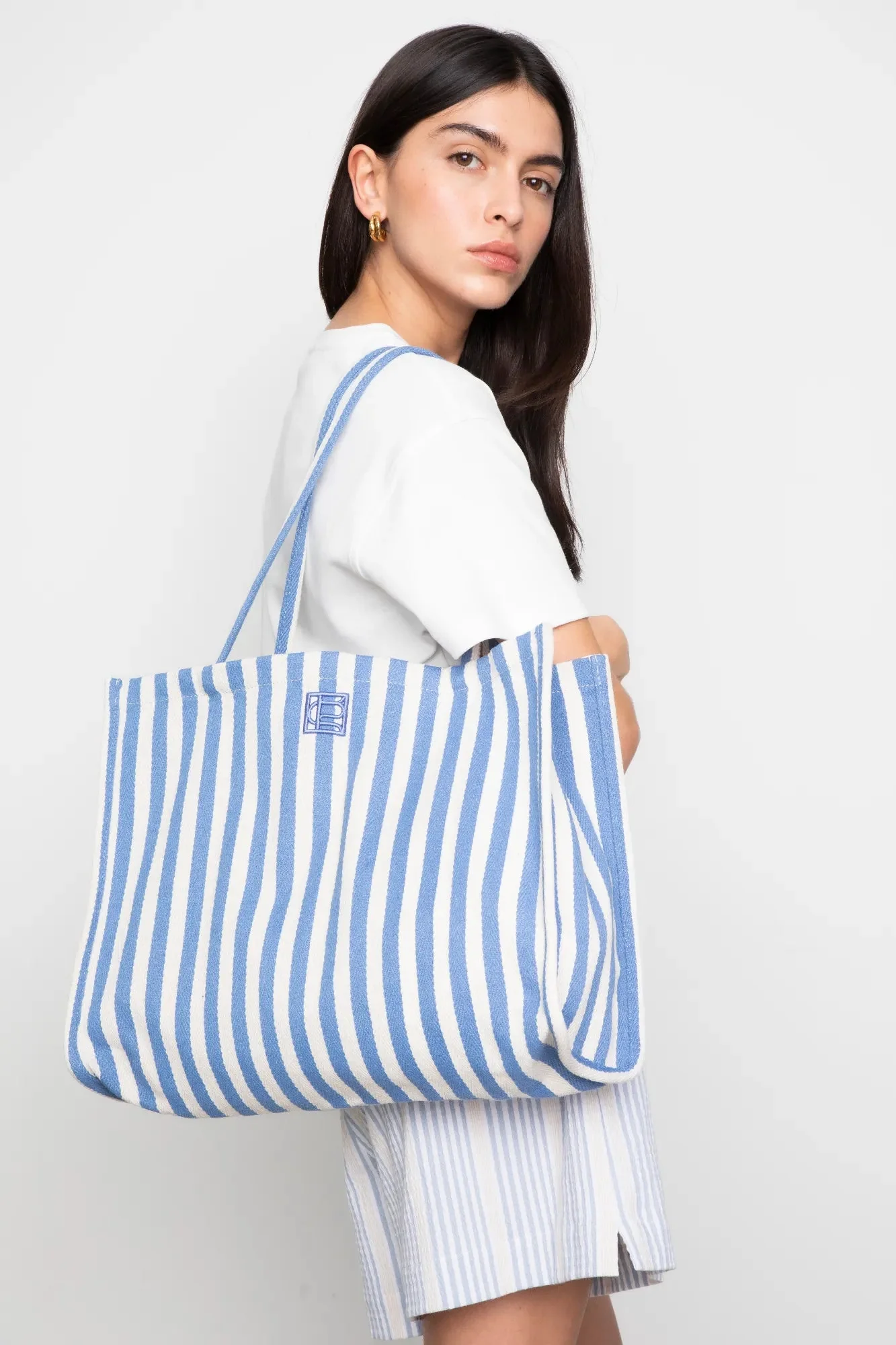 Ivy Tote Bag Blue Stripe - Image 2