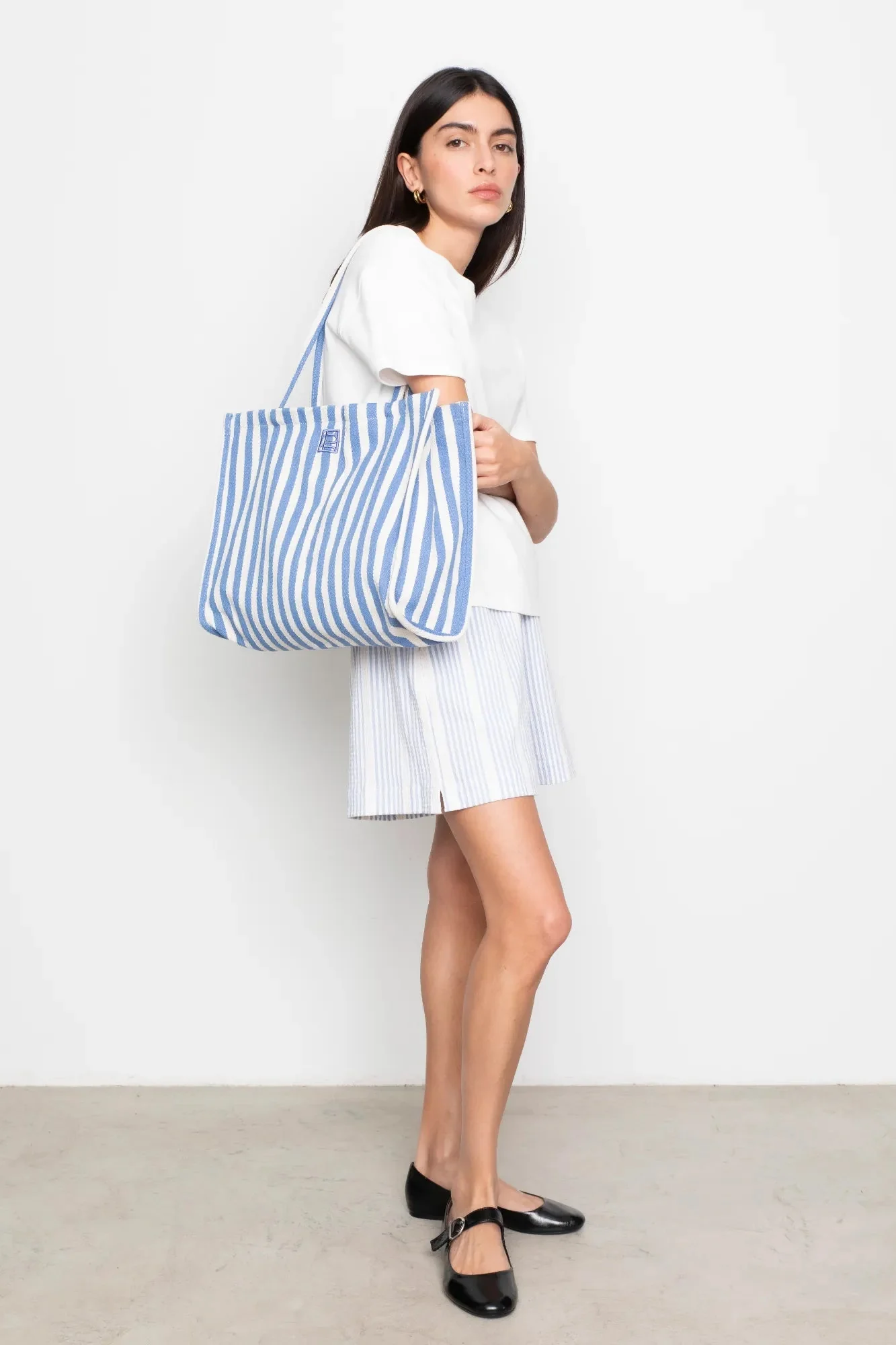 Ivy Tote Bag Blue Stripe - Image 3