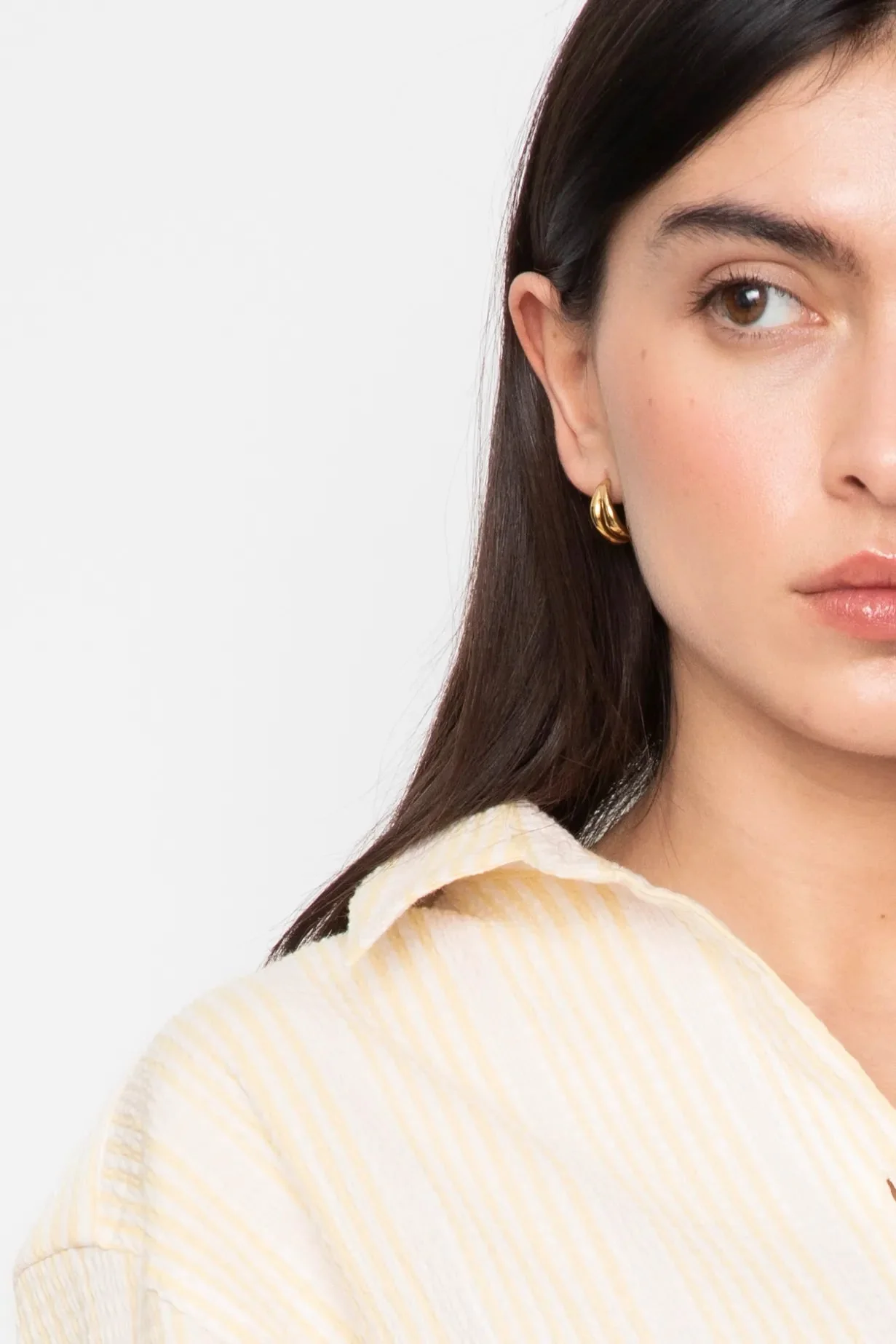 Bibi Crepe Shirt Light Yellow Stripe - Image 4