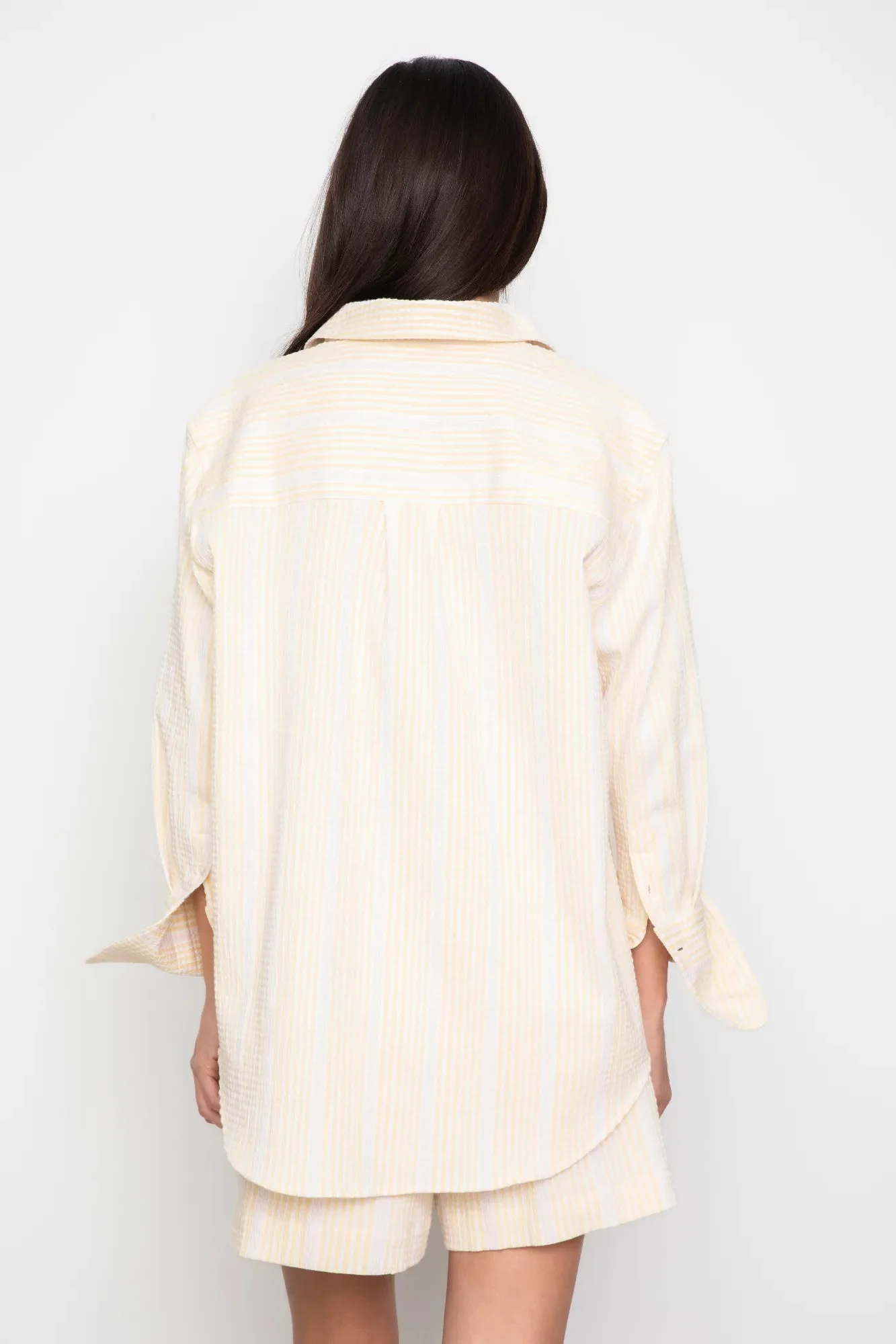 Bibi Crepe Shirt Light Yellow Stripe - Image 6