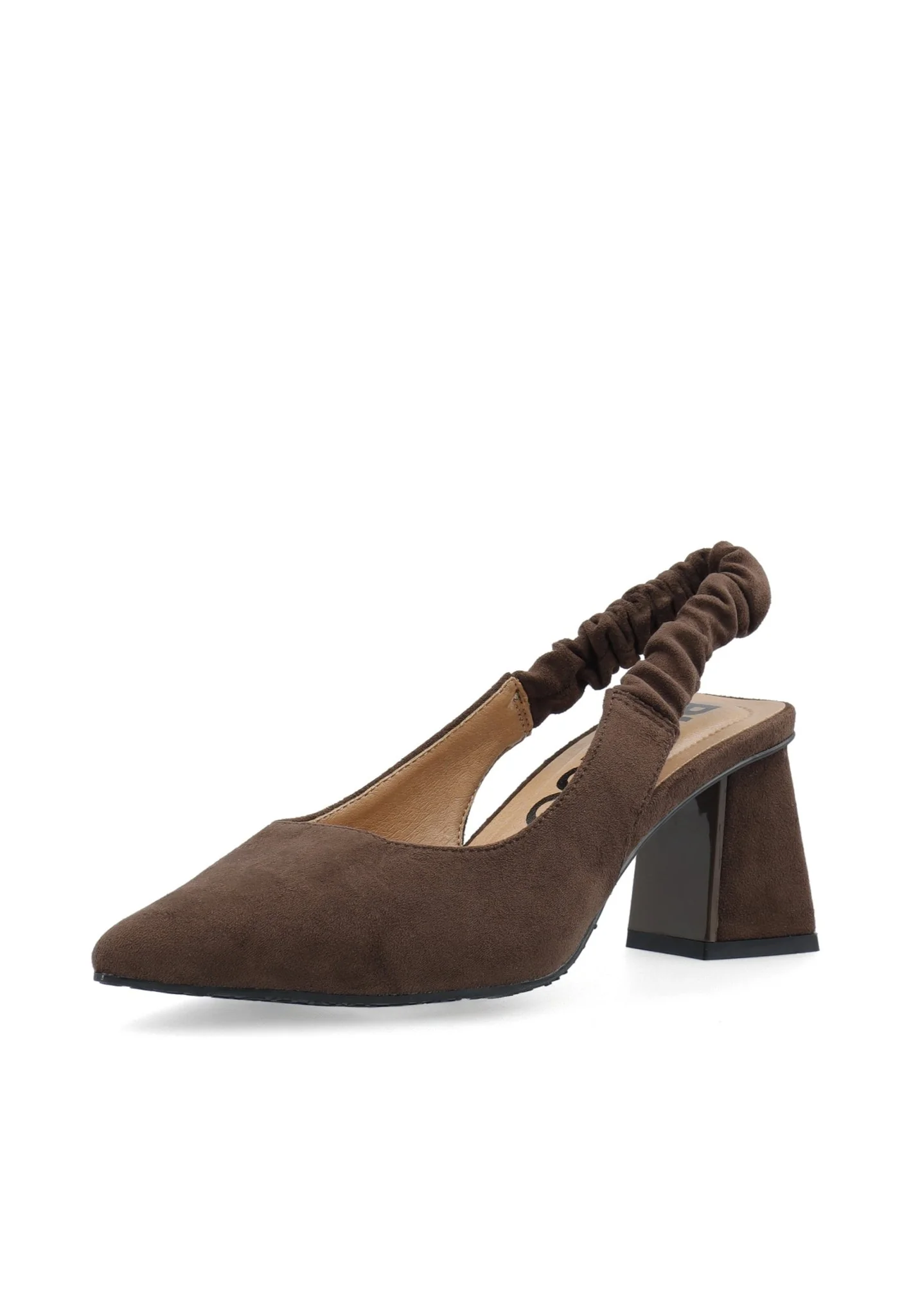 Biamaralyn Scrunchie Slingback Faux Suede Brown - Image 2