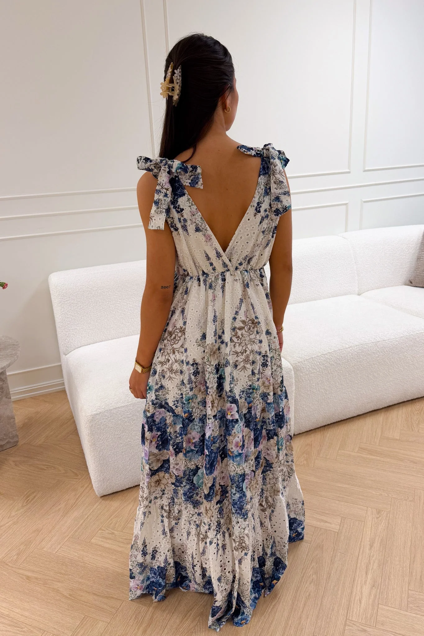 Strap Embroidery Dress Blue - Image 6