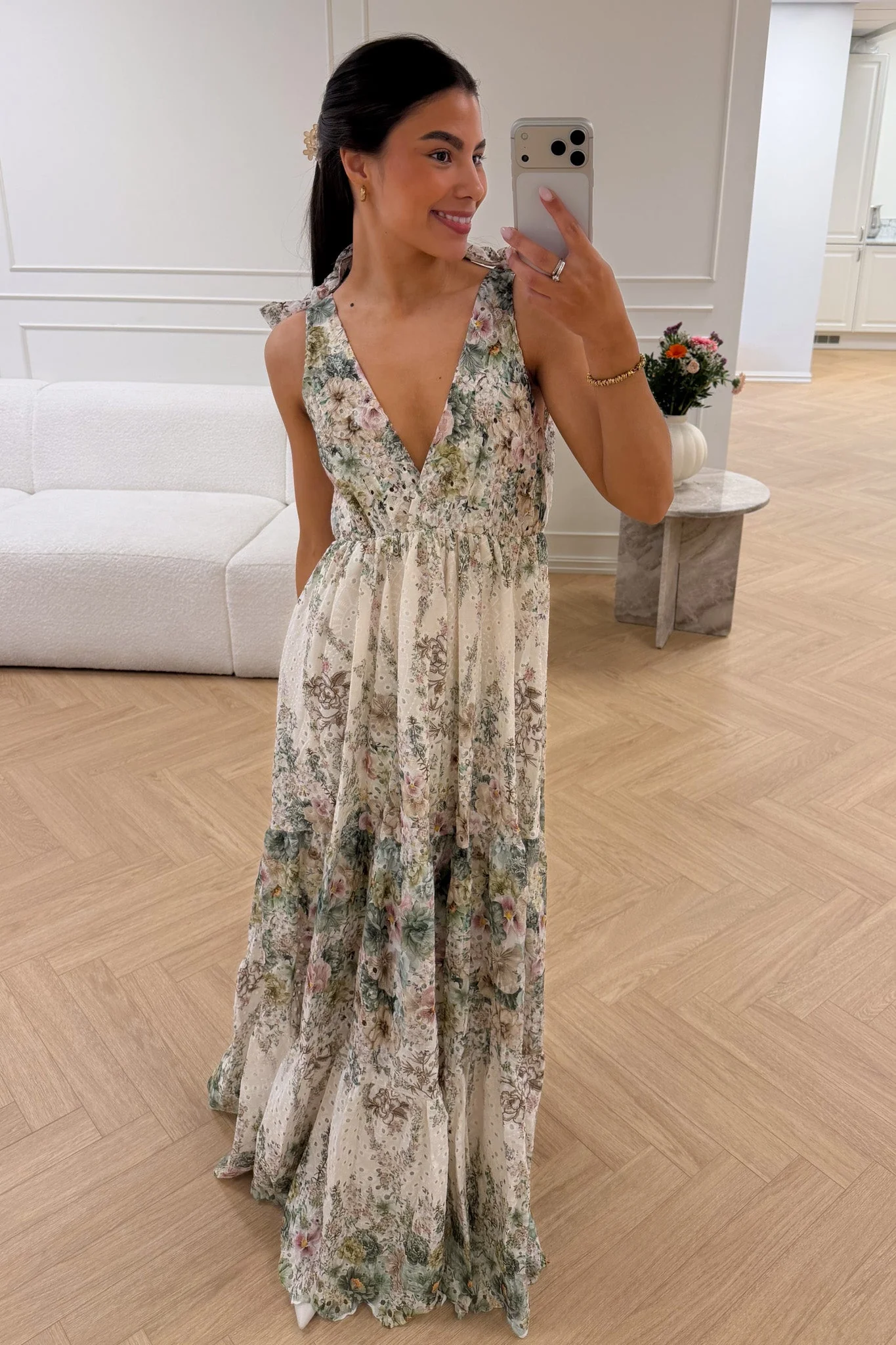 Strap Embroidery Dress Green