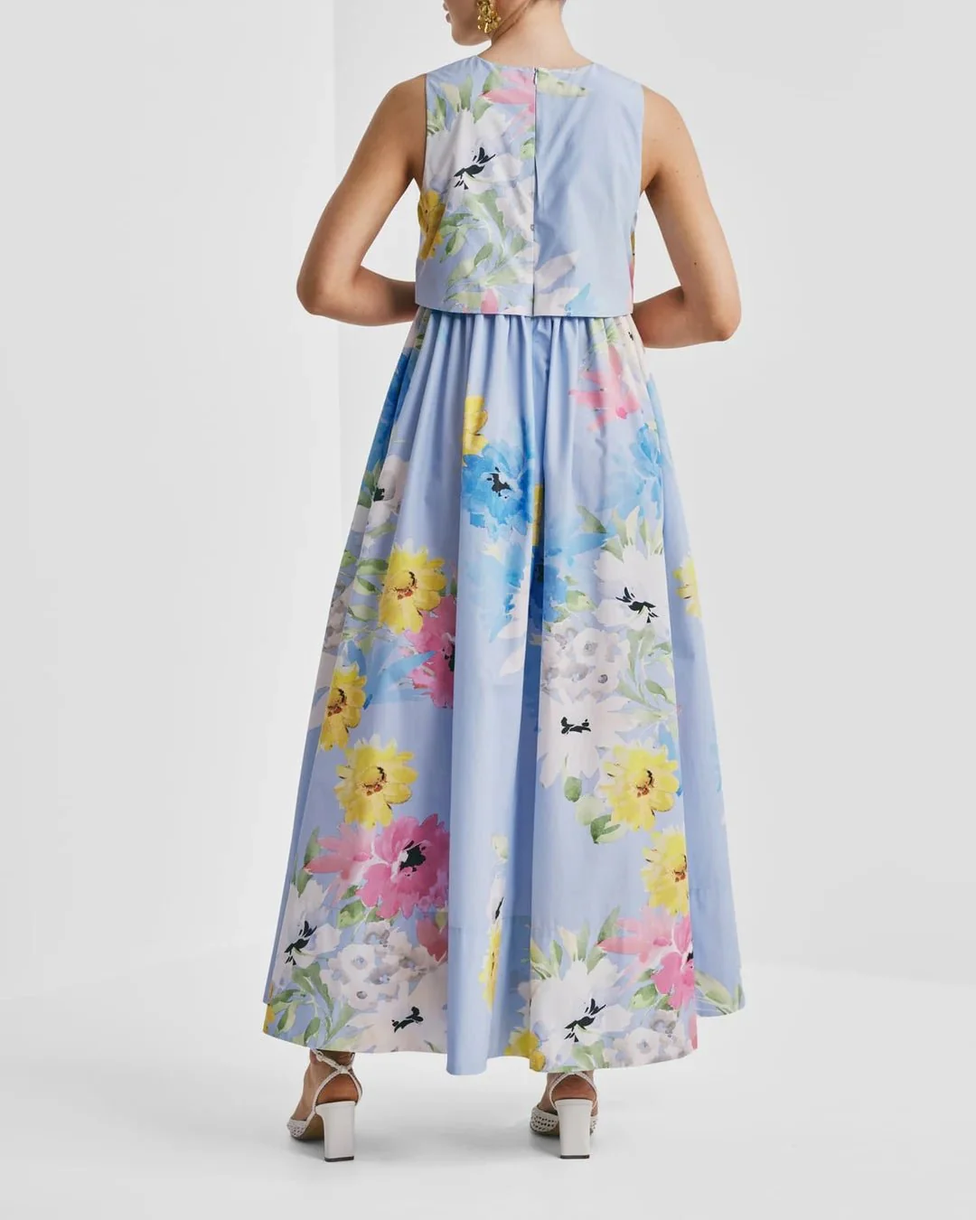 Cotton Taffeta Maxi Dress Sky Breeze - Image 3