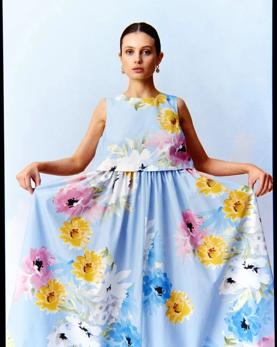 Cotton Taffeta Maxi Dress Sky Breeze - Image 4