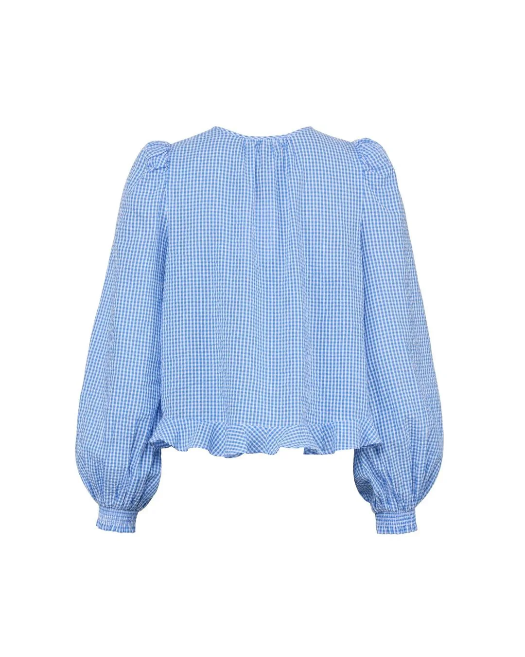 Seersucker Bow Blouse Blue Checks - Image 3