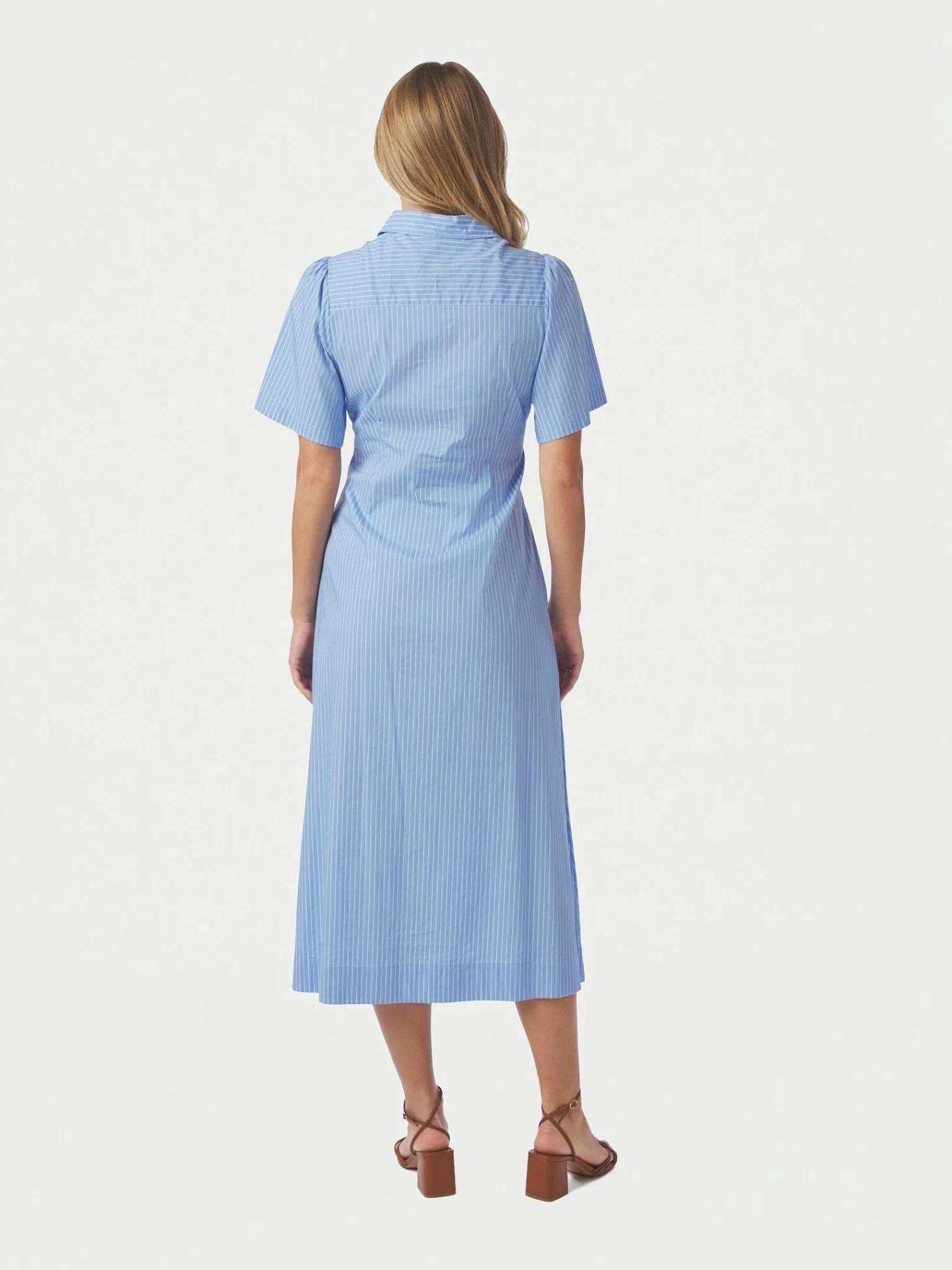 Baia Stripe Poplin Dress Light Blue - Image 4