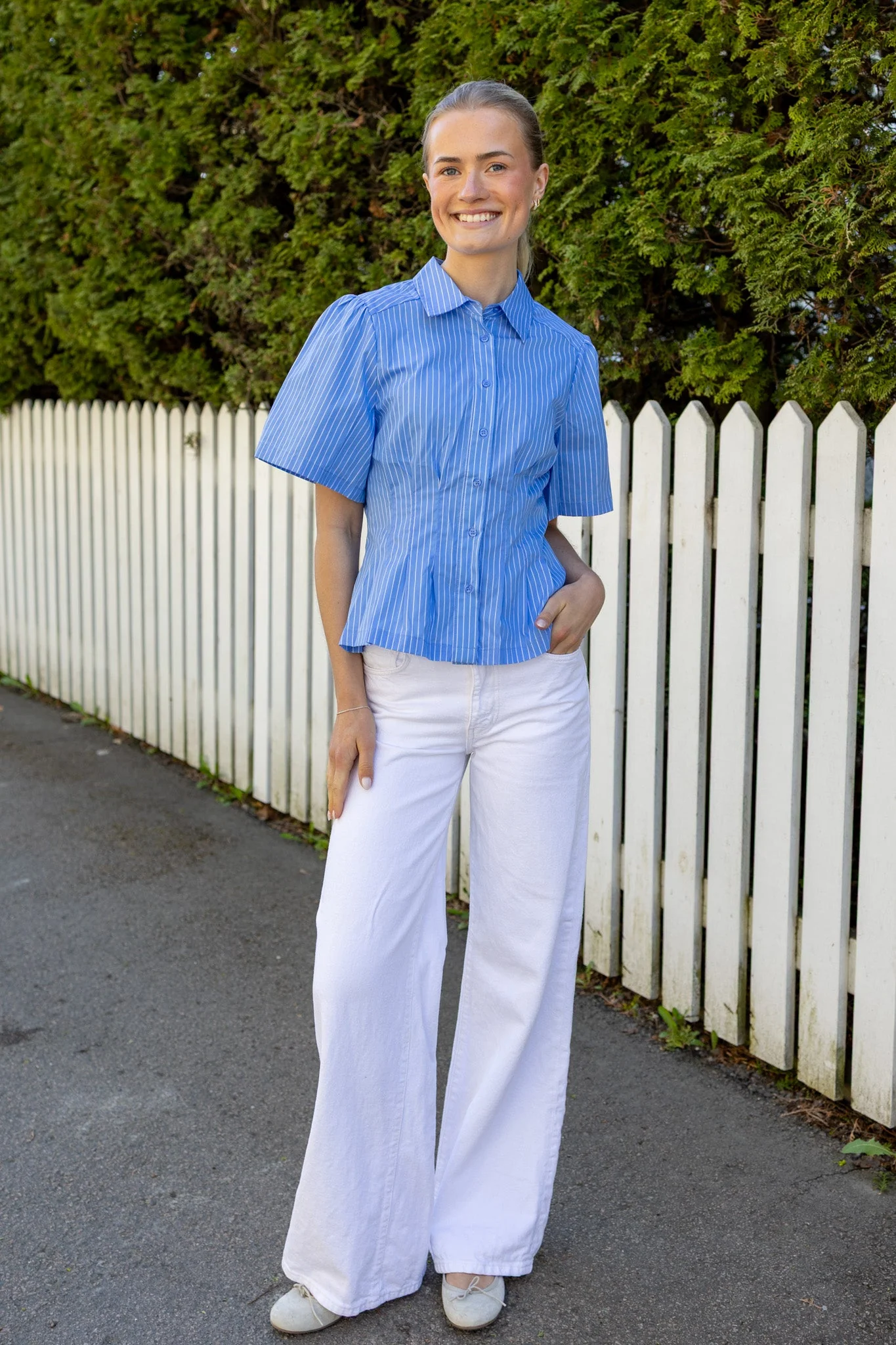 Balara Stripe Poplin Shirt Light Blue - Image 3