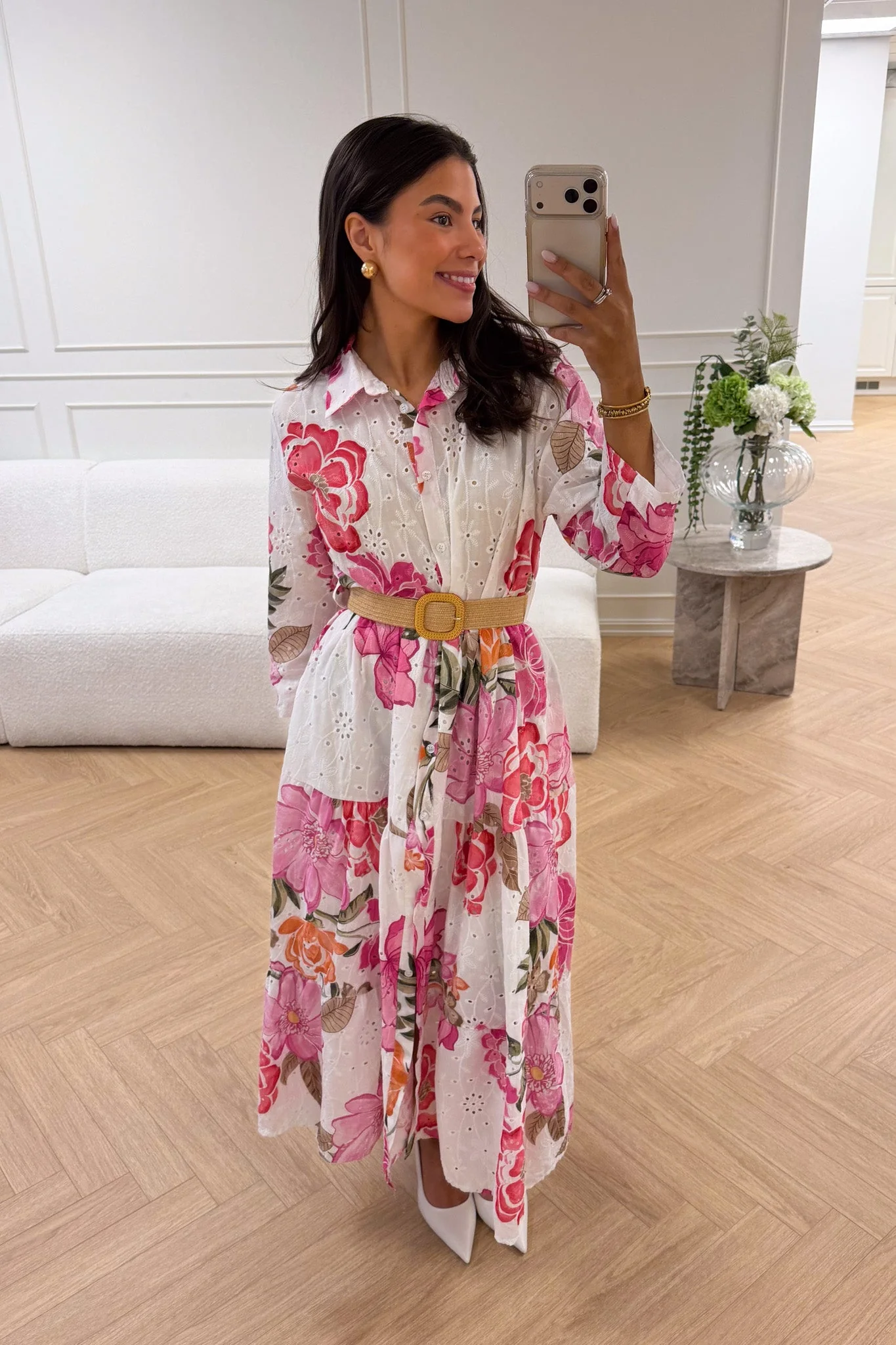 Eira Midi Dress Pink Flower - Image 6