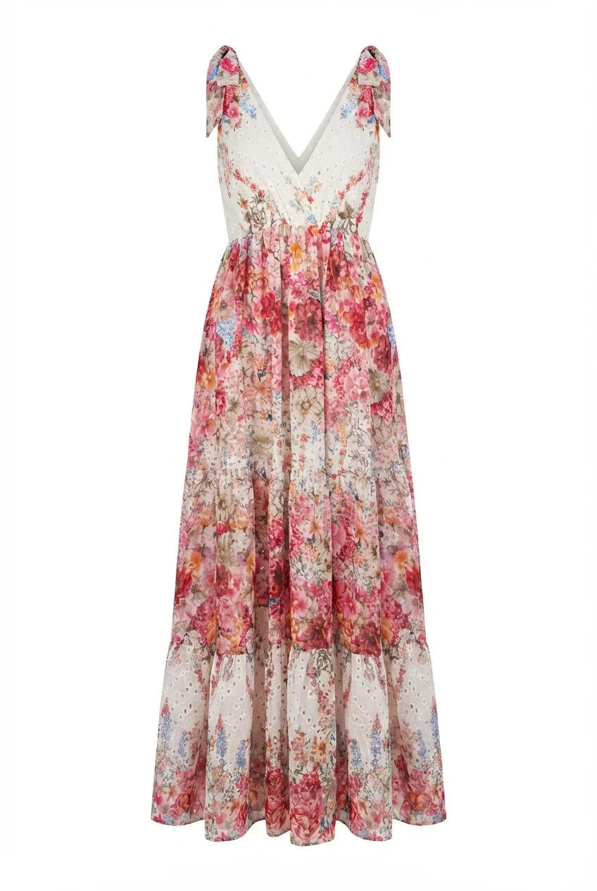 Strap Embroidery Dress Pink - Image 2