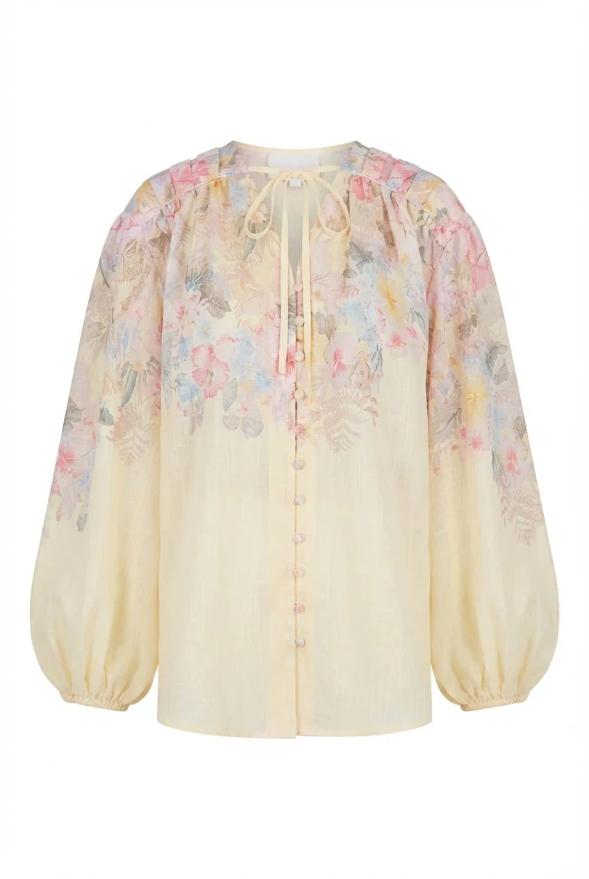 Spring Blouse Jaune Flower