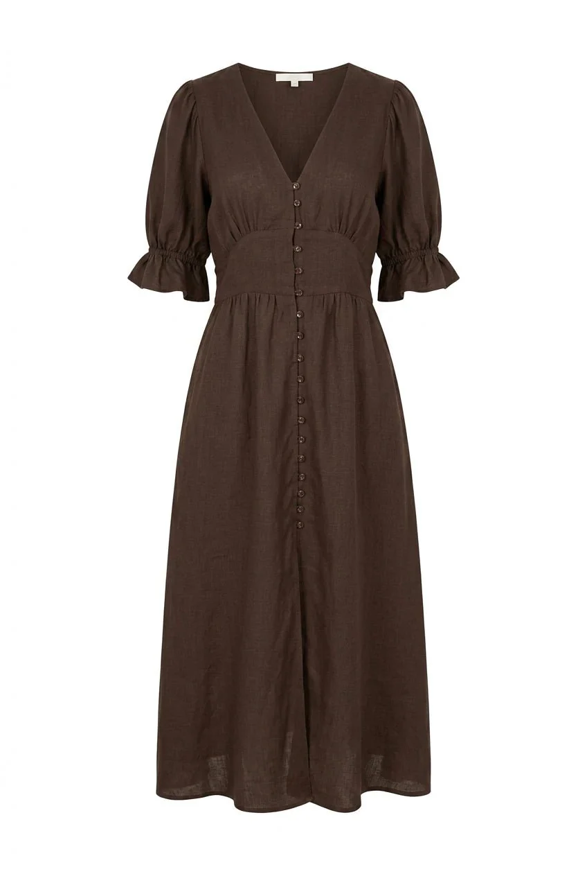 Andrea Dress Espresso Linen - Image 2