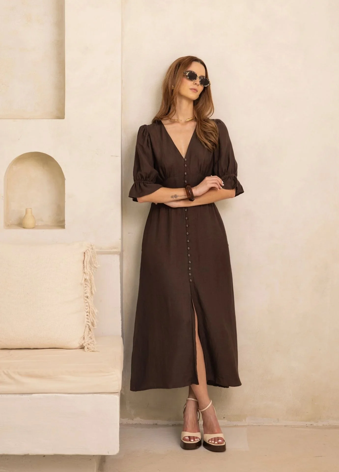 Andrea Dress Espresso Linen - Image 3