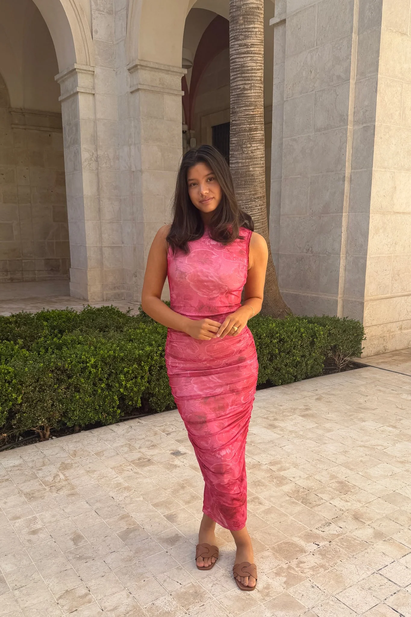 Mira Mesh Dress Soft Rose Print