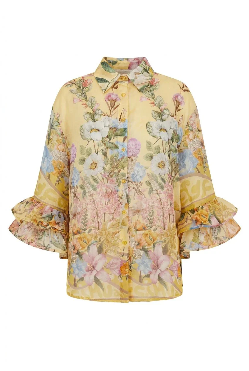 Spring Ruffle Blouse Yellow Flower