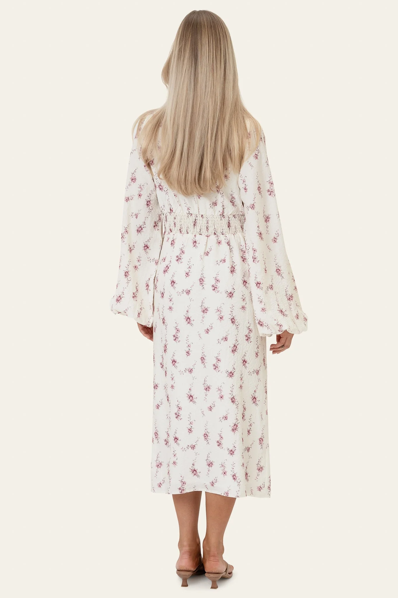 Ada Long Dress Off White Vintage Rose - Image 7