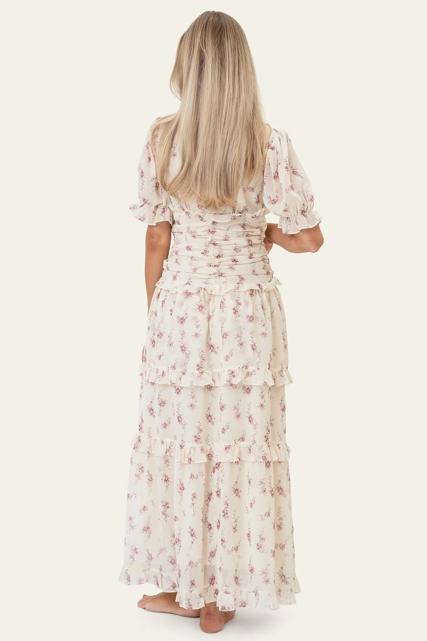 Ariel Long Dress Off White Vintage Rose - Image 6