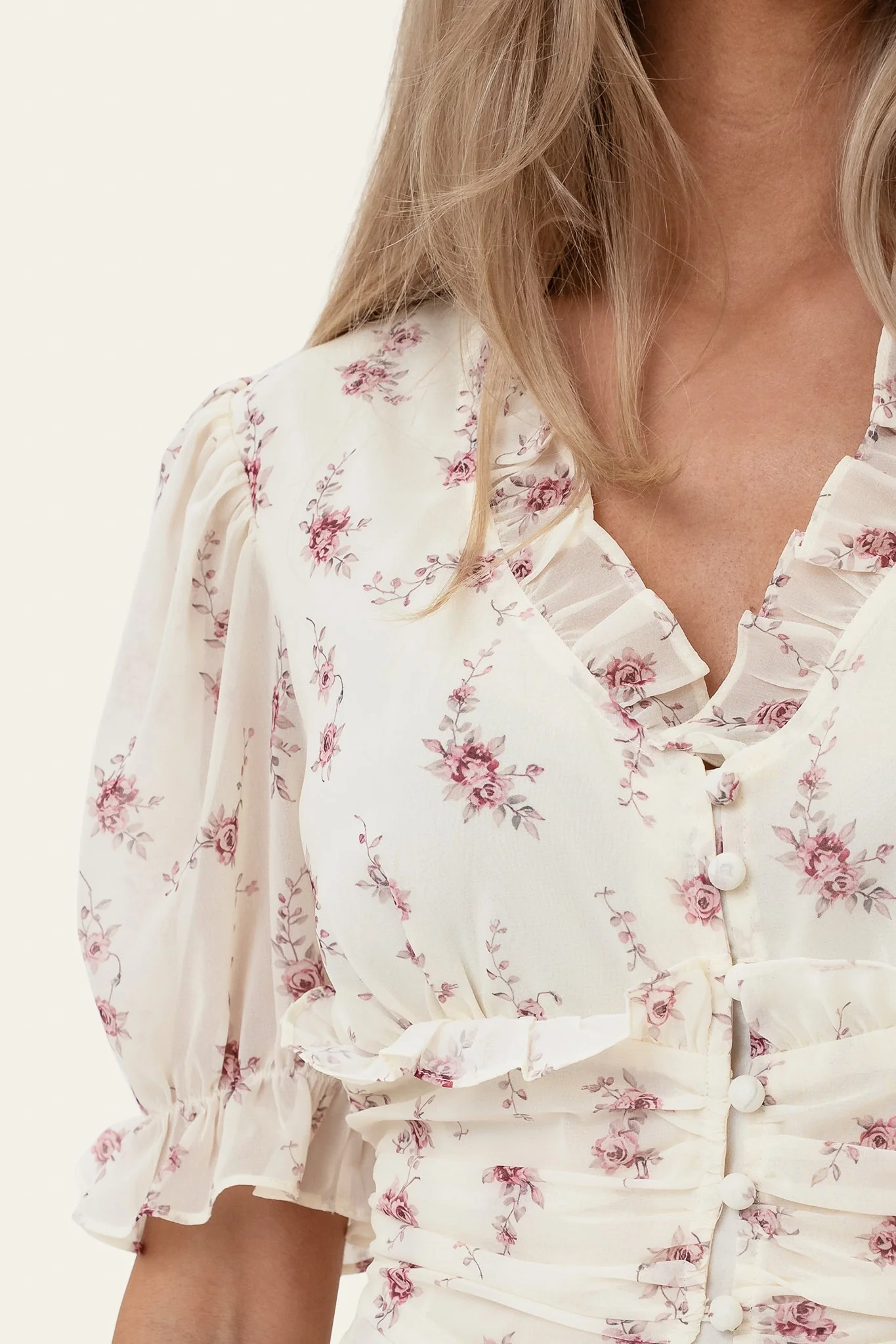 Ariel Long Dress Off White Vintage Rose - Image 7