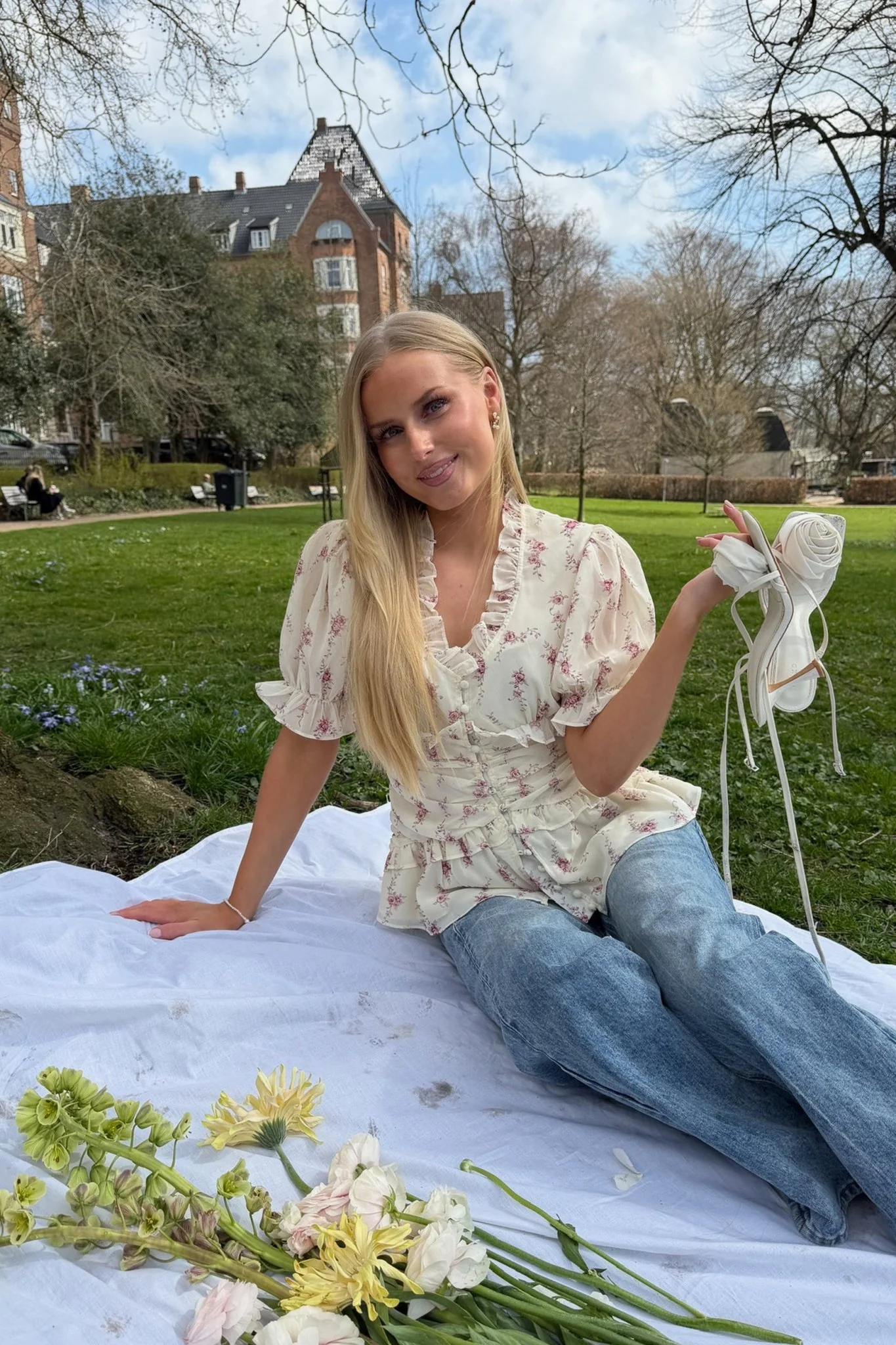 Ariel Blouse Off White Vintage Rose