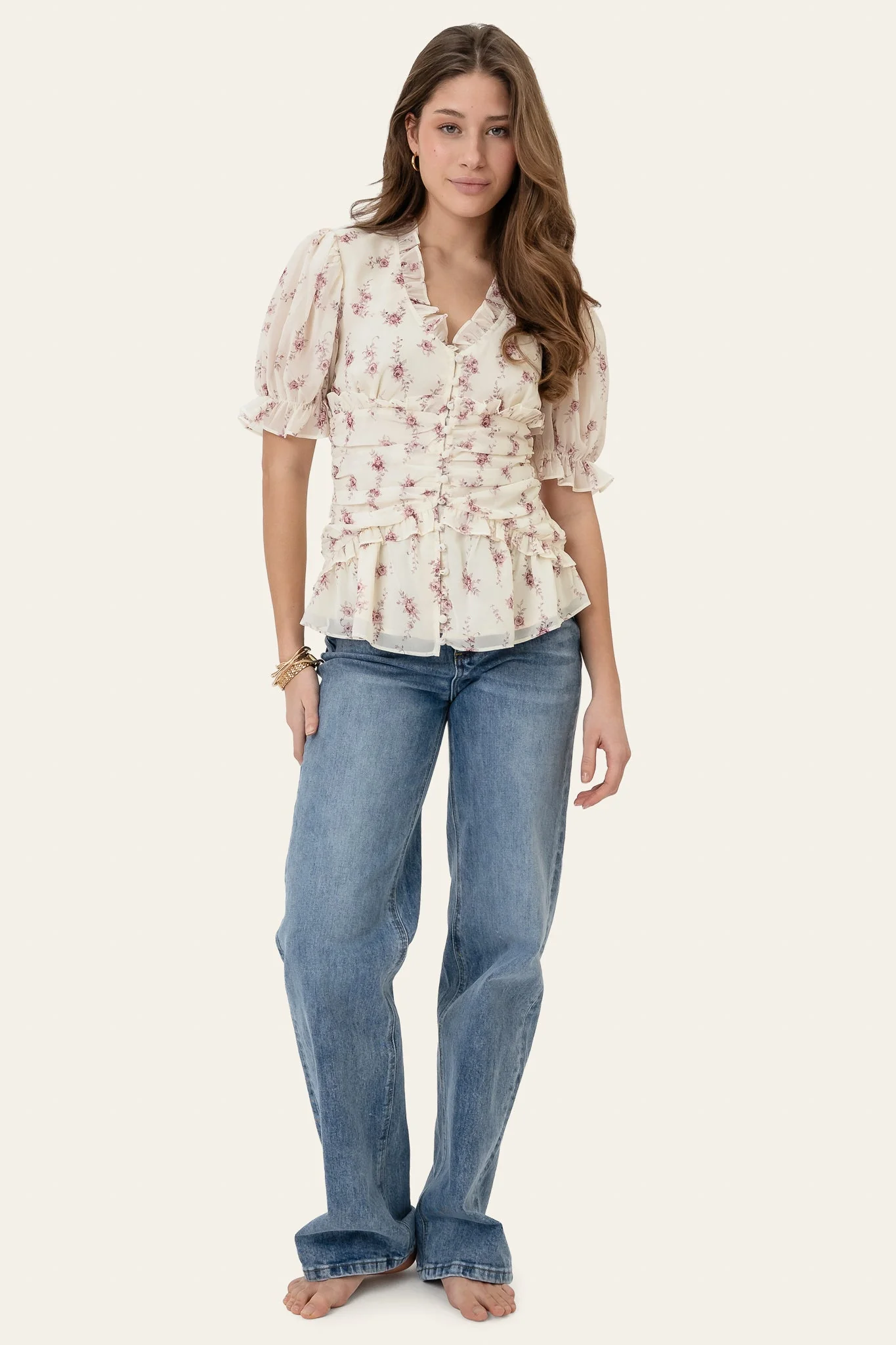 Ariel Blouse Off White Vintage Rose - Image 7