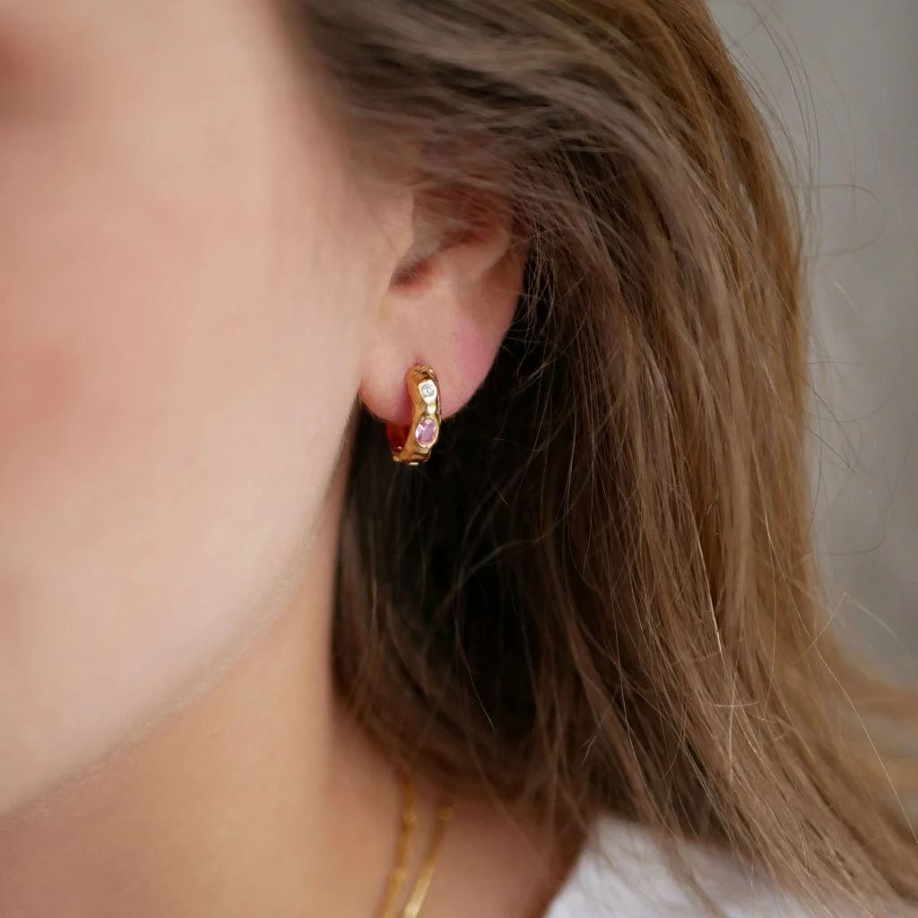 Leonora Hoops Pink/White - Image 2