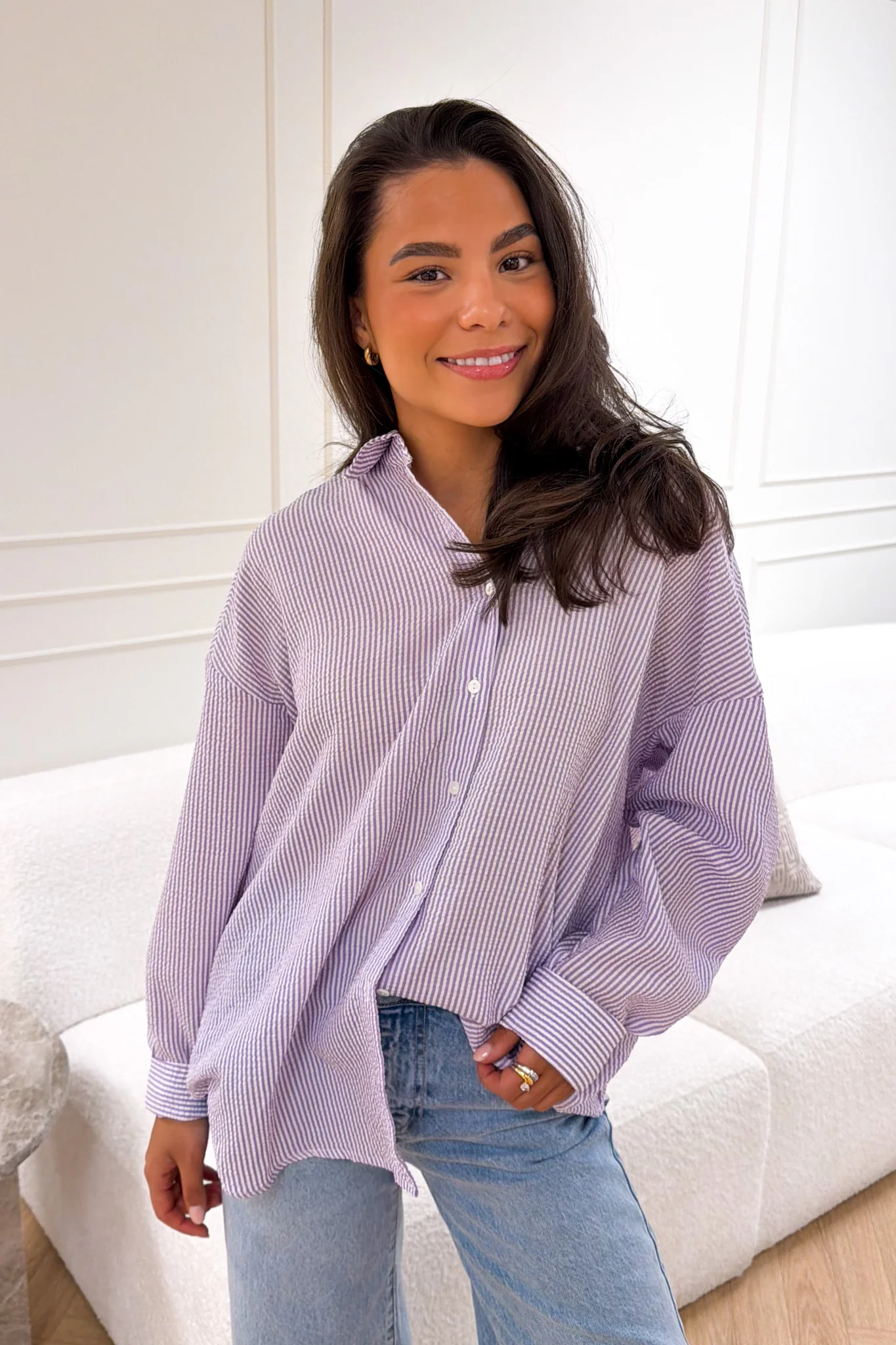Sonja Shirt Purple/White - Image 3