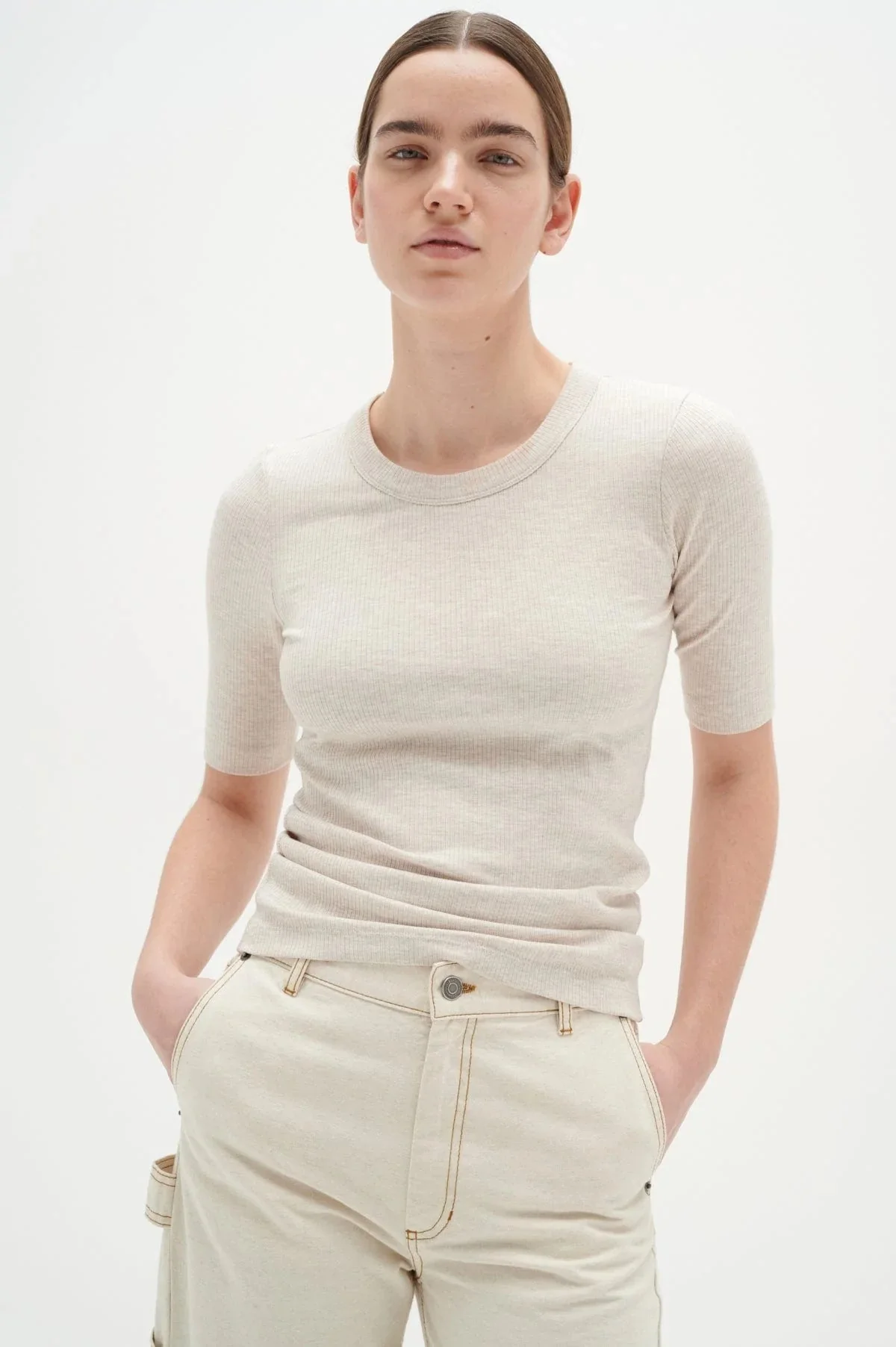 Dagnaiw Melange T-Shirt - Ecru - Image 6