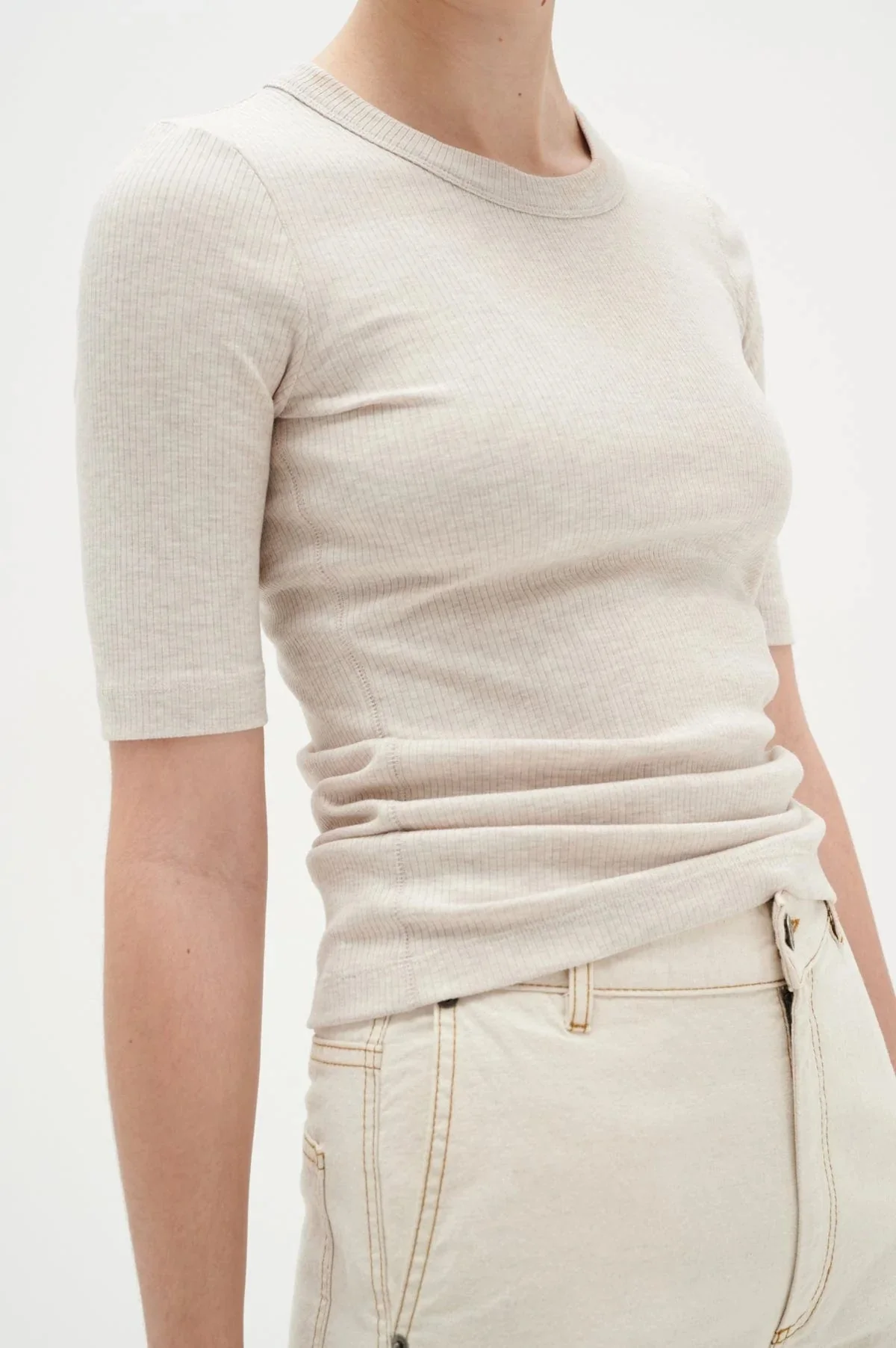 Dagnaiw Melange T-Shirt - Ecru - Image 8