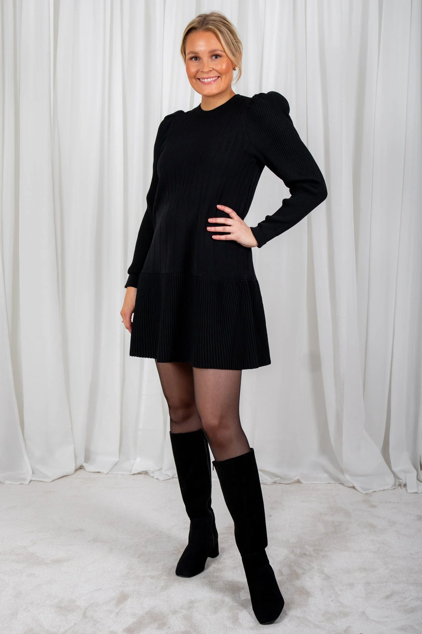 Yaselina Ls Knit Dress Black - Image 13