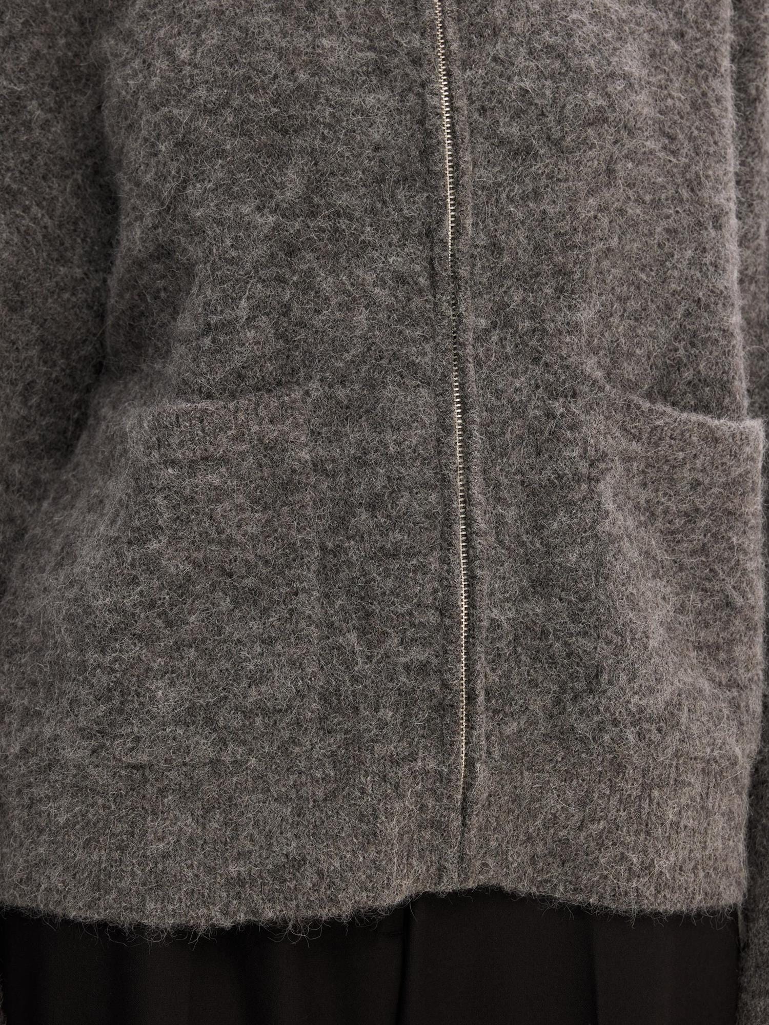 Sia Ras Ls Knit Zipper Cardigan Medium Grey Melange - Image 3