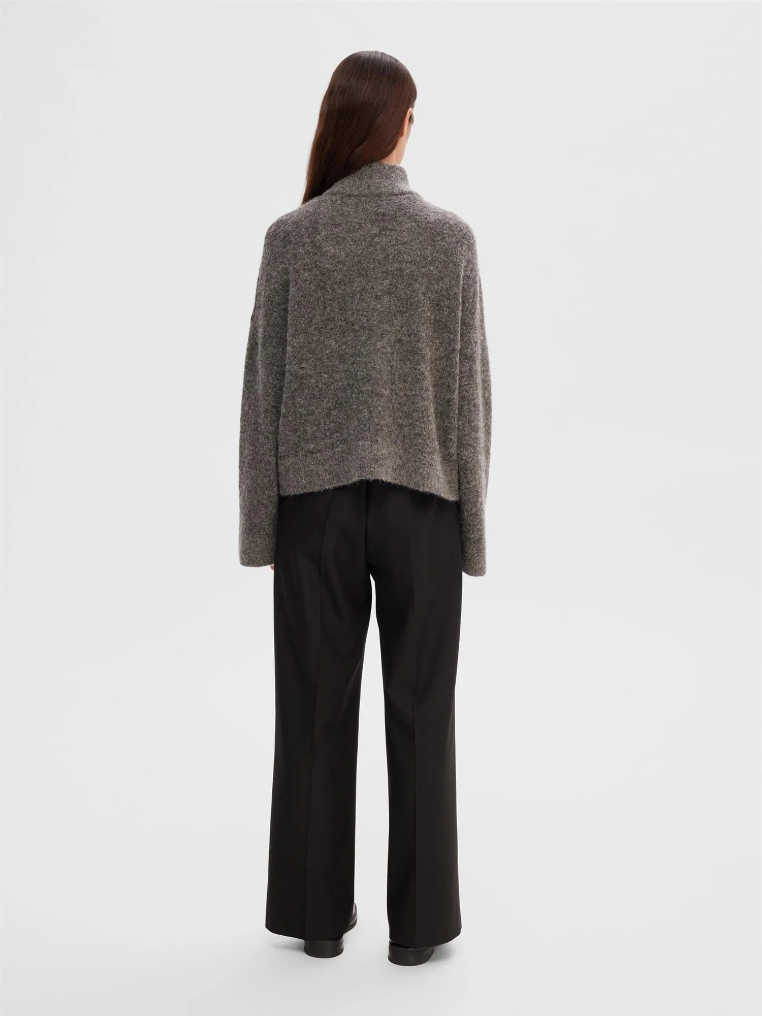 Sia Ras Ls Knit Zipper Cardigan Medium Grey Melange - Image 5