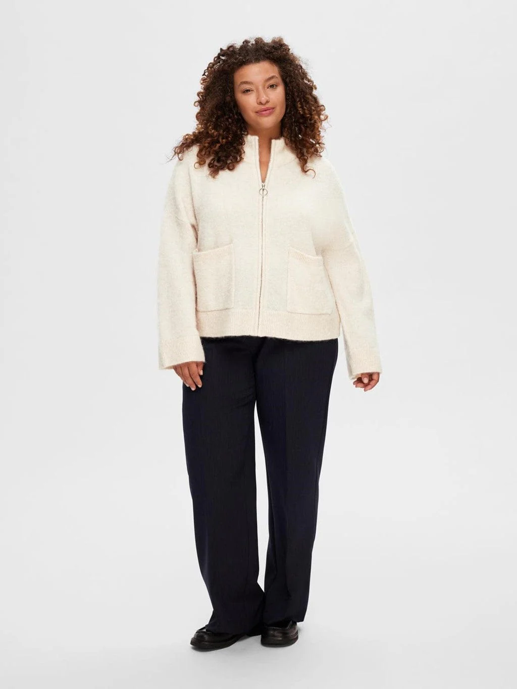 Sia Ras Ls Knit Zipper Cardigan Birch - Image 5