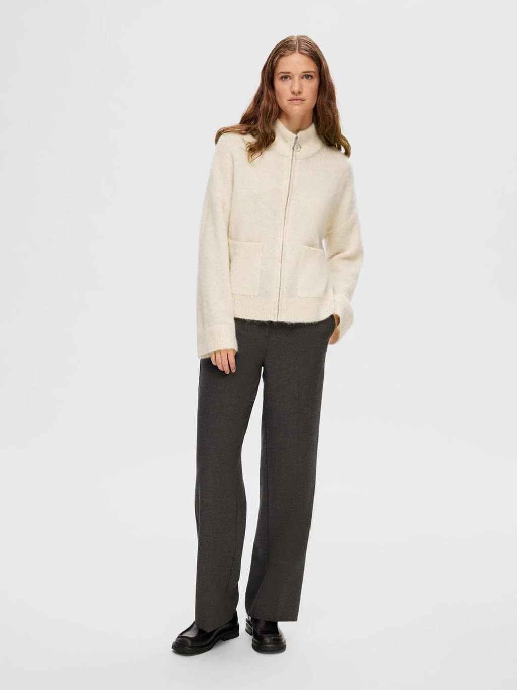 Sia Ras Ls Knit Zipper Cardigan Birch - Image 7