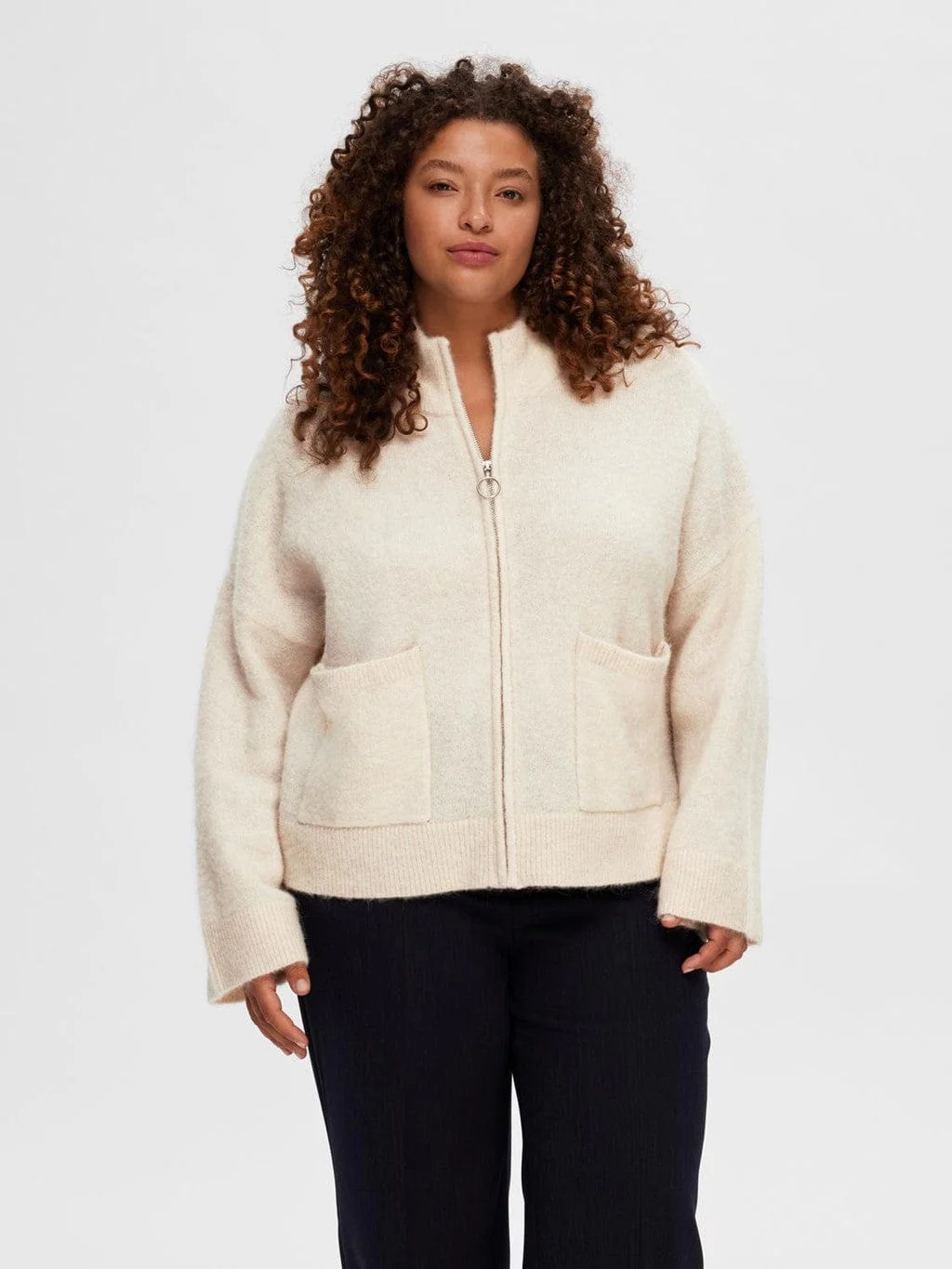 Sia Ras Ls Knit Zipper Cardigan Birch - Image 9