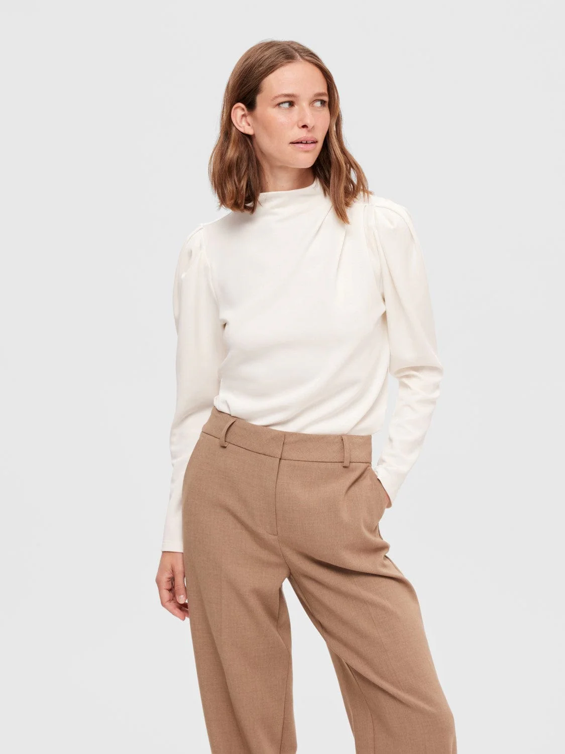 Fenja LS T-Neck Top Snow White - Image 3