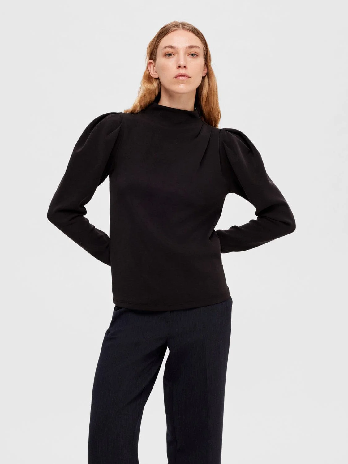 Fenja LS T-Neck Top Black - Image 2