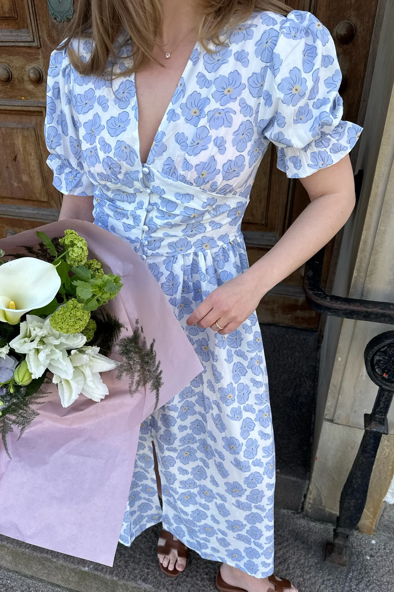Long Adel Ss Dress Blue Dazzling Flower - Image 5