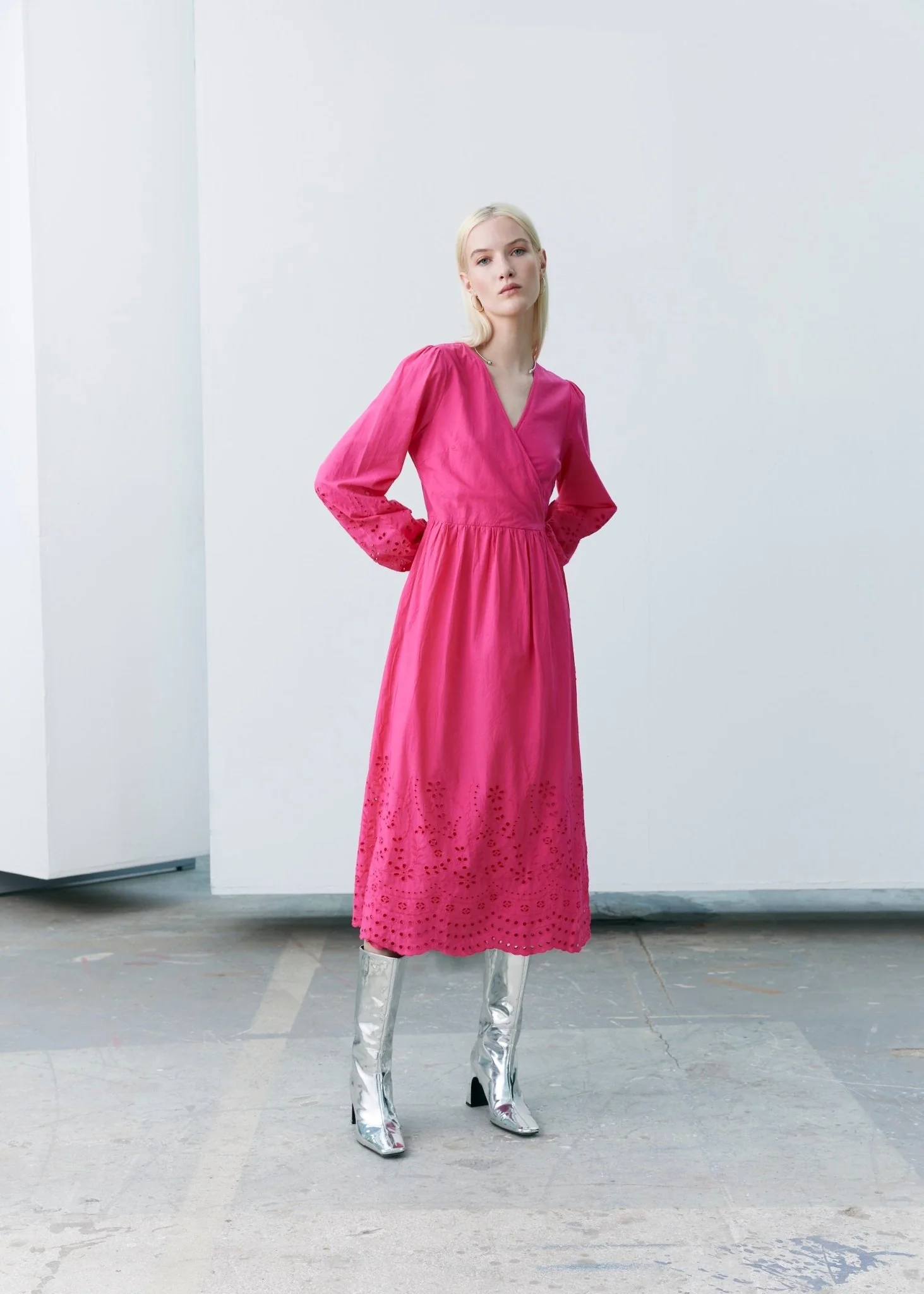 Yasluma Ls Long Wrap Dress Raspberry Sorbet - Image 2
