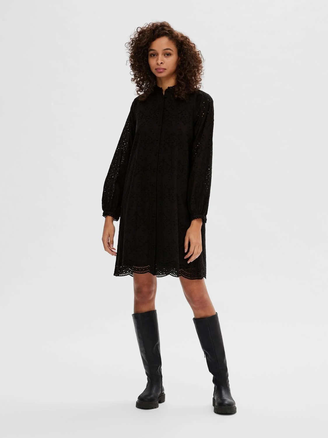 Tatiana Ls Short Embr Dress  Black - Image 8