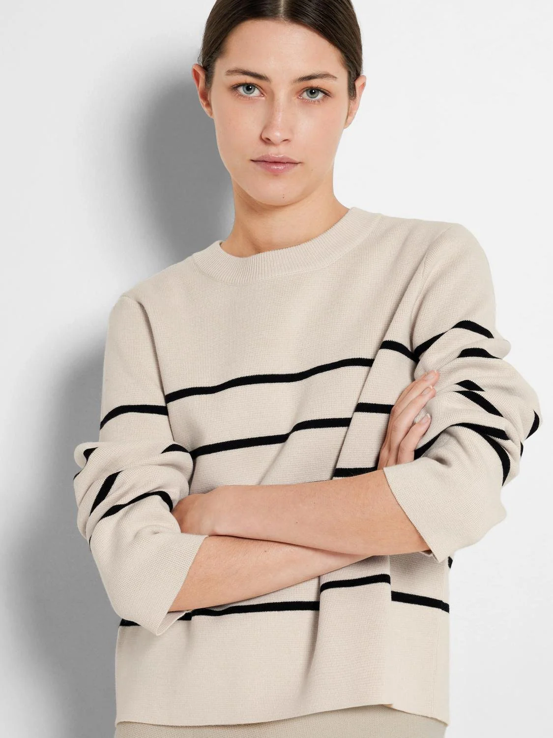 Liva Ls Knit O-Neck Birch Black - Image 3