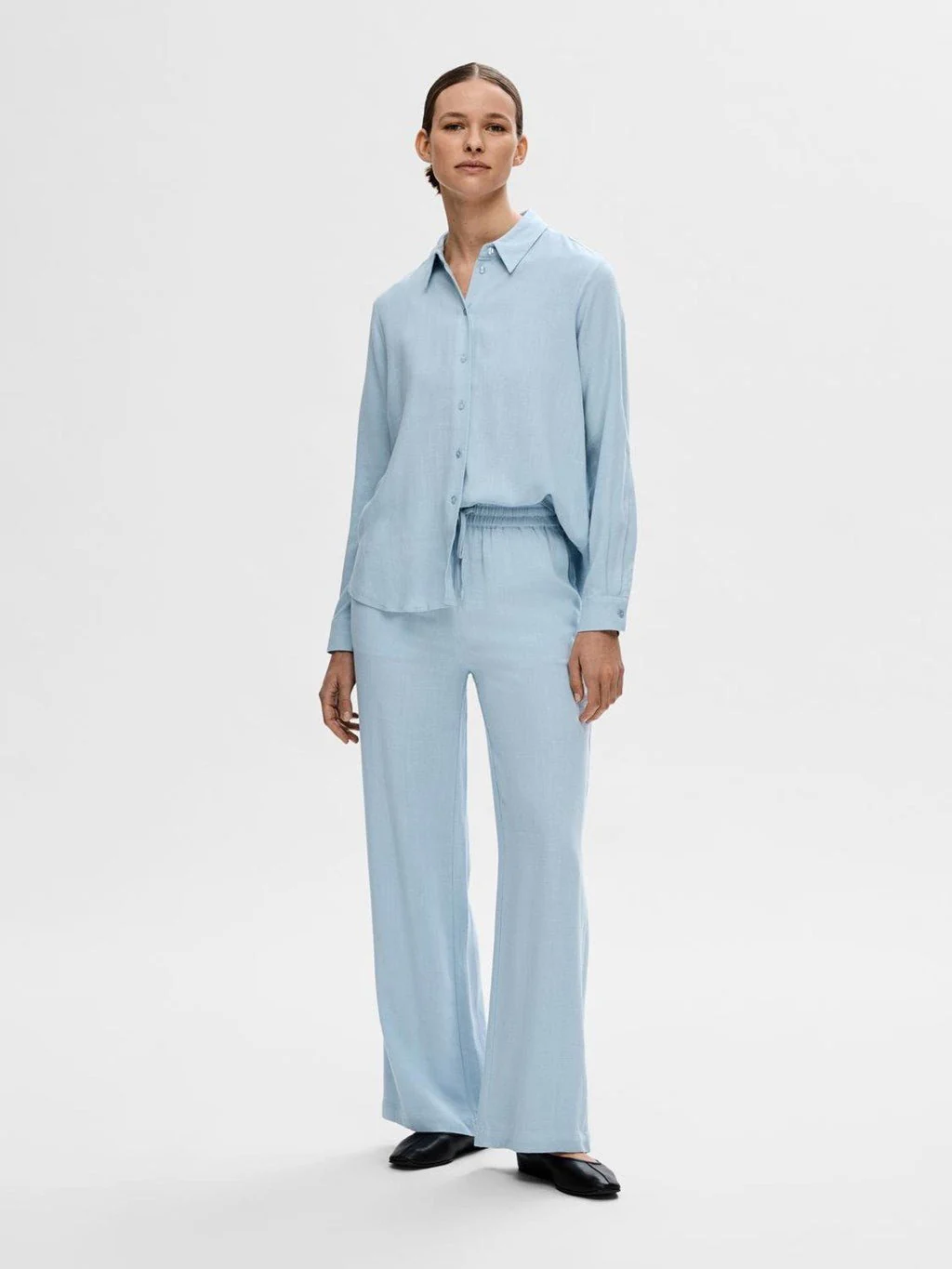 Viva-Gulia Hw Long Linen Pant Cashmere Blue - Image 2