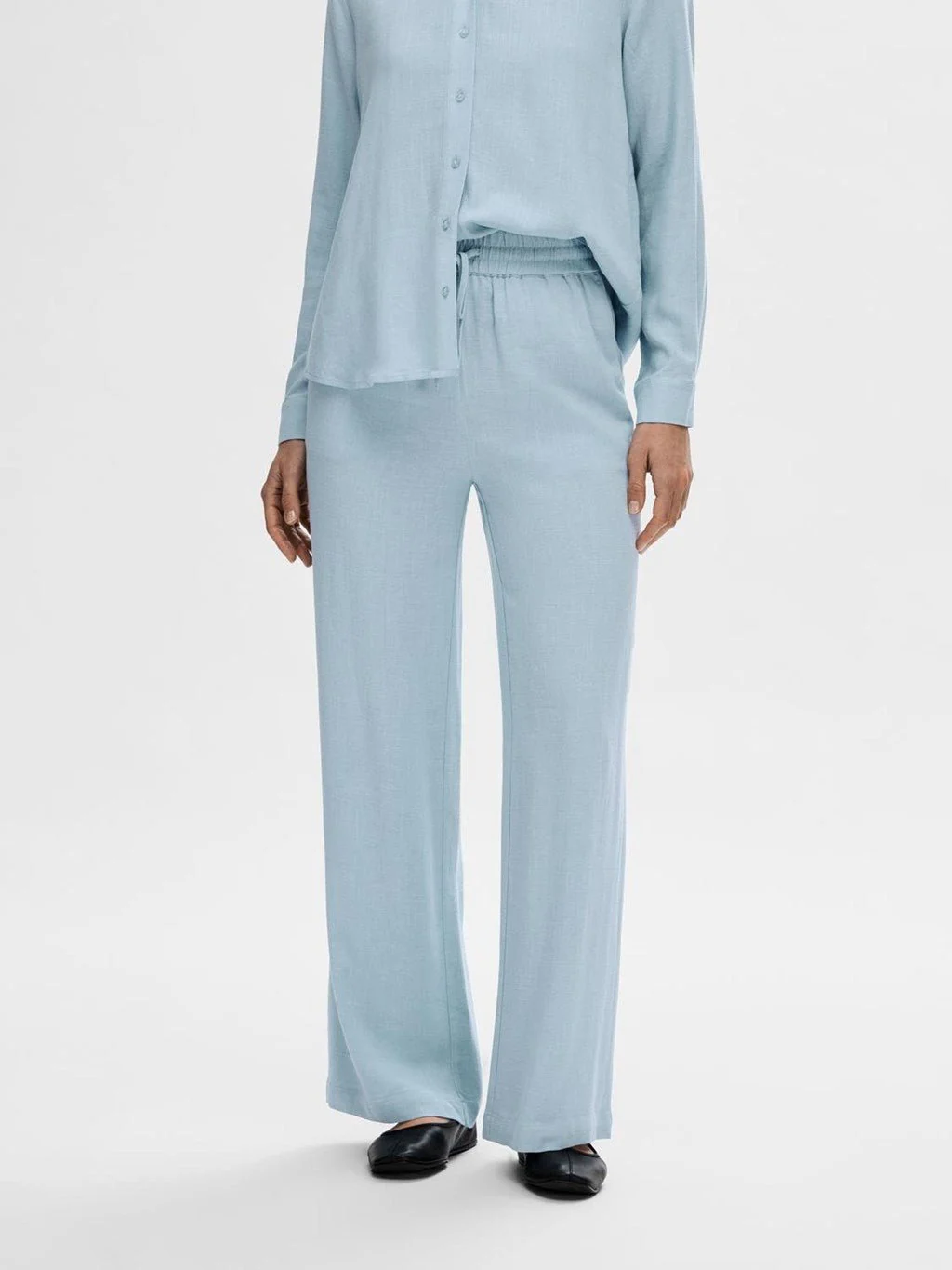 Viva-Gulia Hw Long Linen Pant Cashmere Blue - Image 3