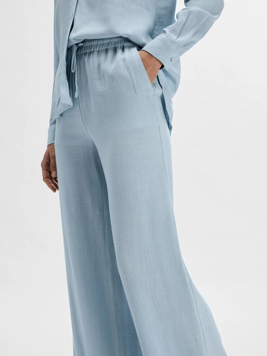 Viva-Gulia Hw Long Linen Pant Cashmere Blue - Image 4