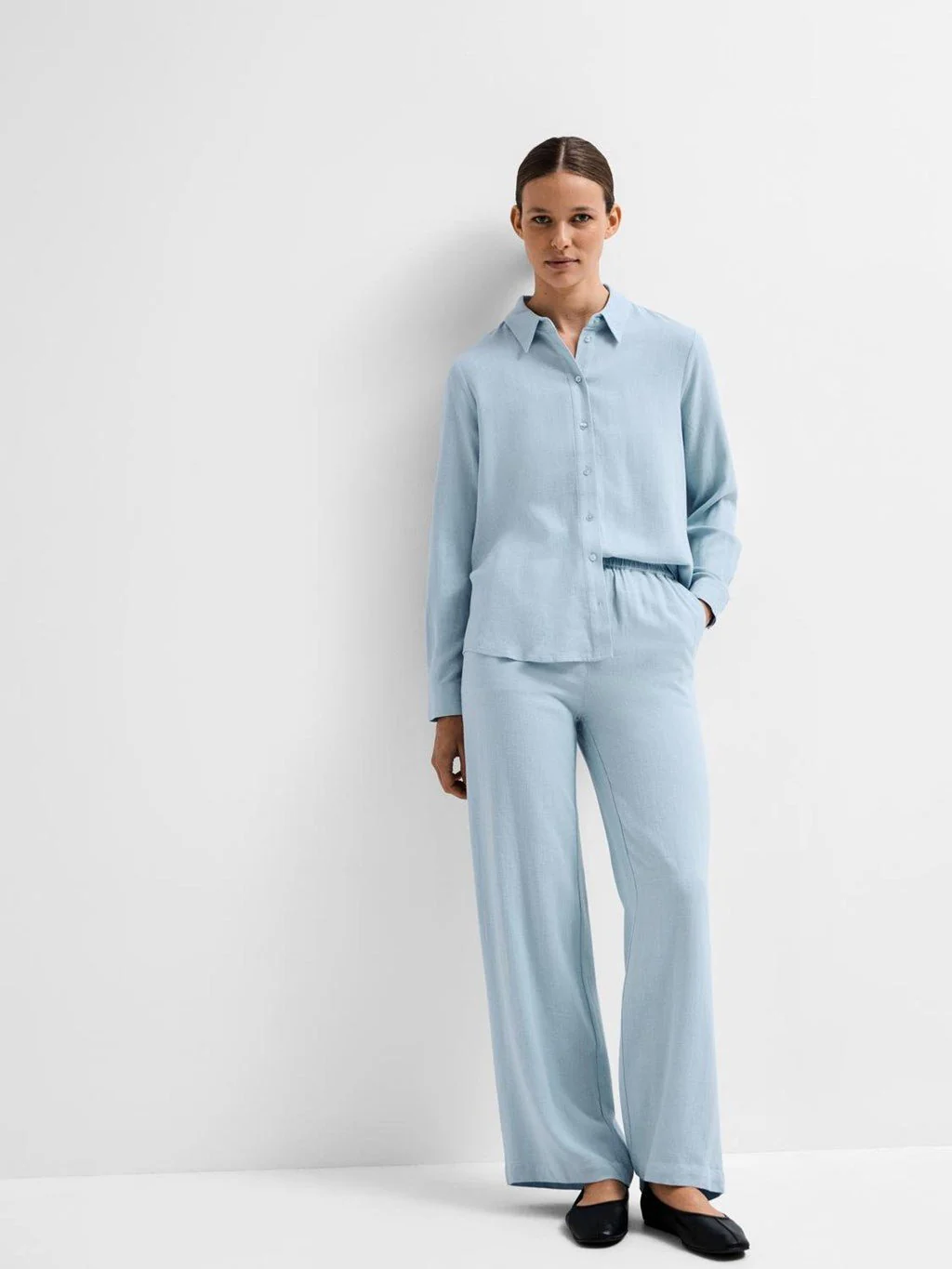 Viva-Gulia Hw Long Linen Pant Cashmere Blue - Image 5