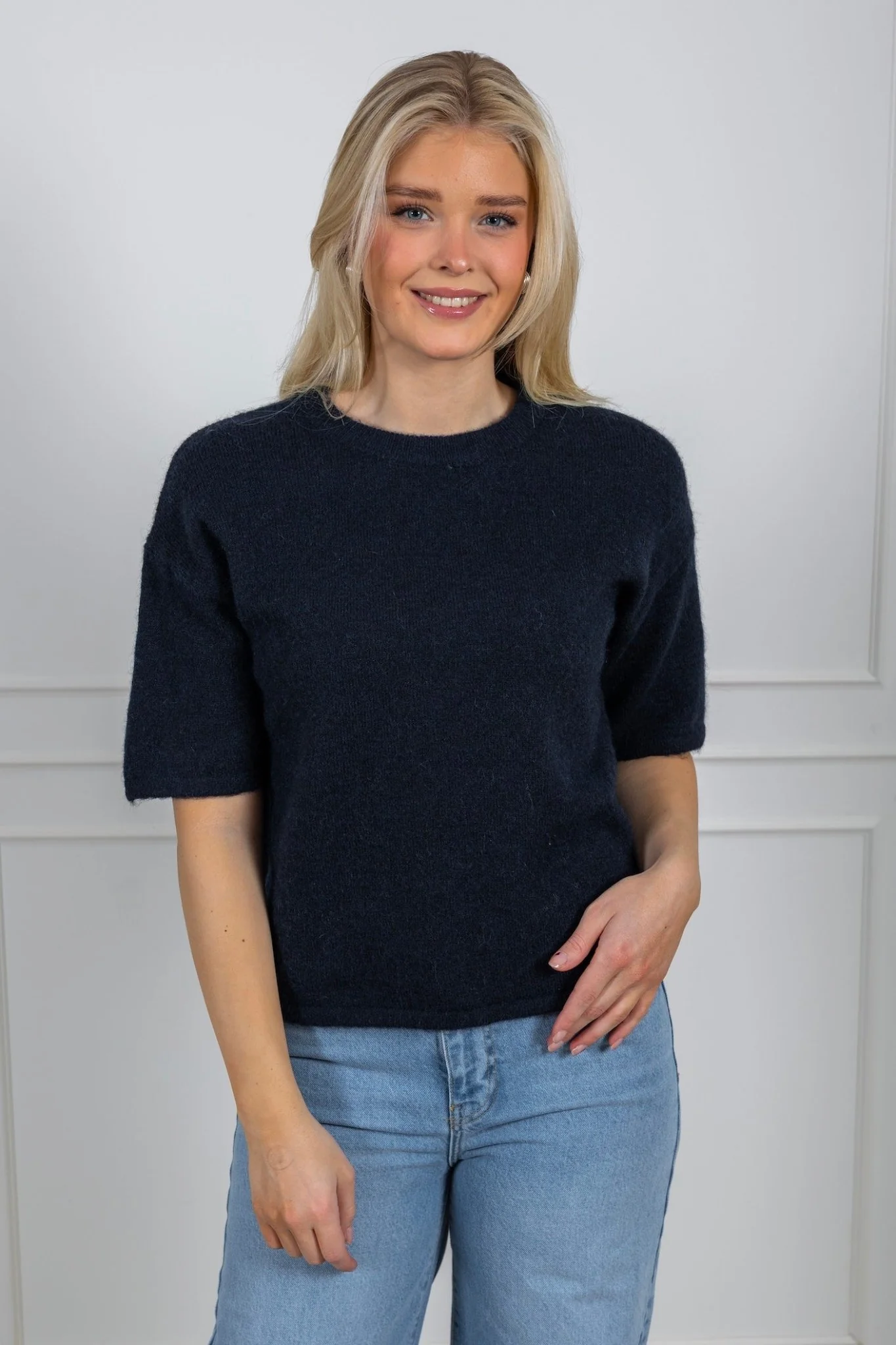 Maline-Liliana 2/4 Knit O-Neck Dark Sapphire Melange