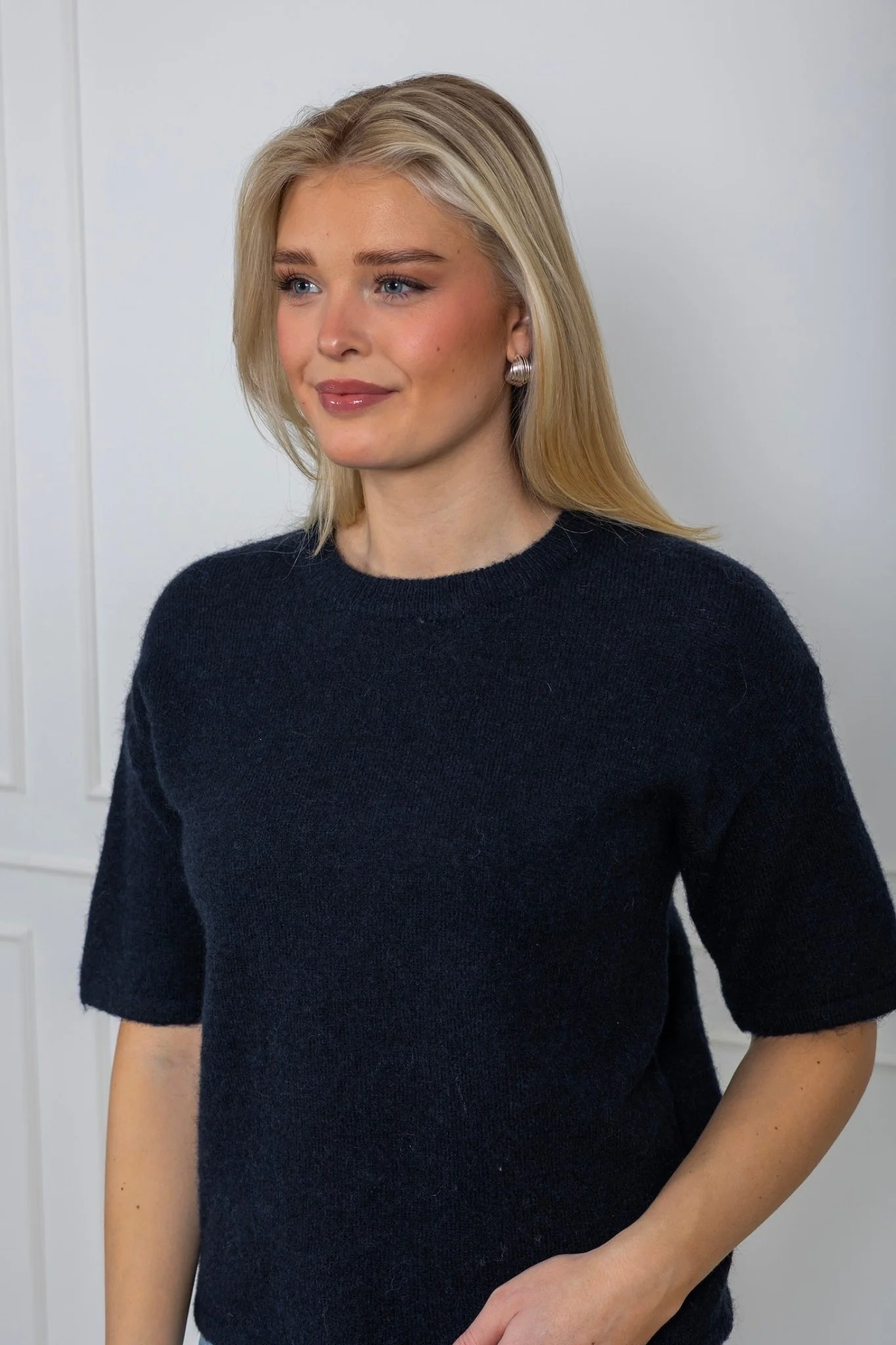 Maline-Liliana 2/4 Knit O-Neck Dark Sapphire Melange - Image 5
