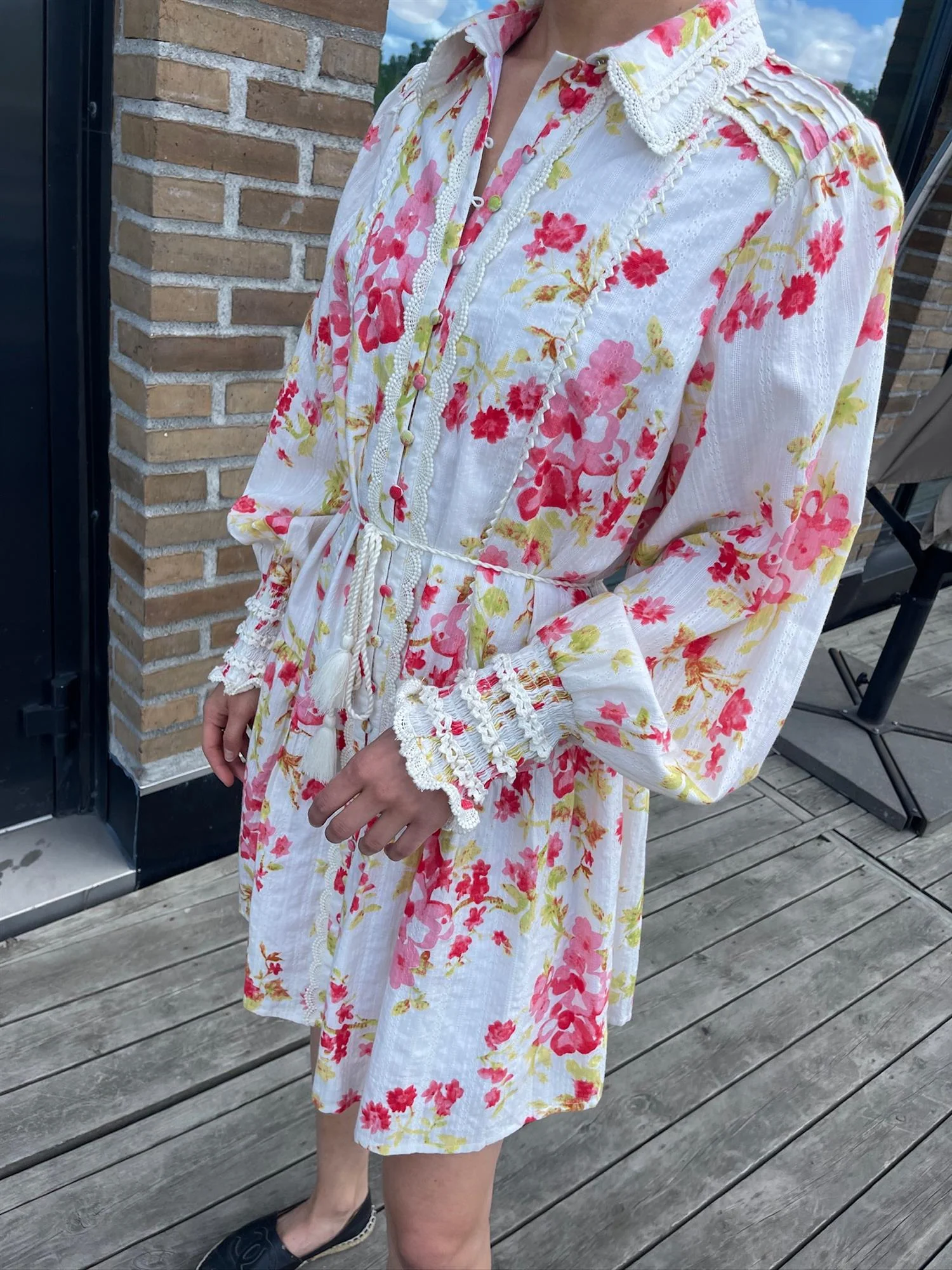 Yassomelli Ls Shirt Dress Fest Birch W. Red Flowers - Image 10