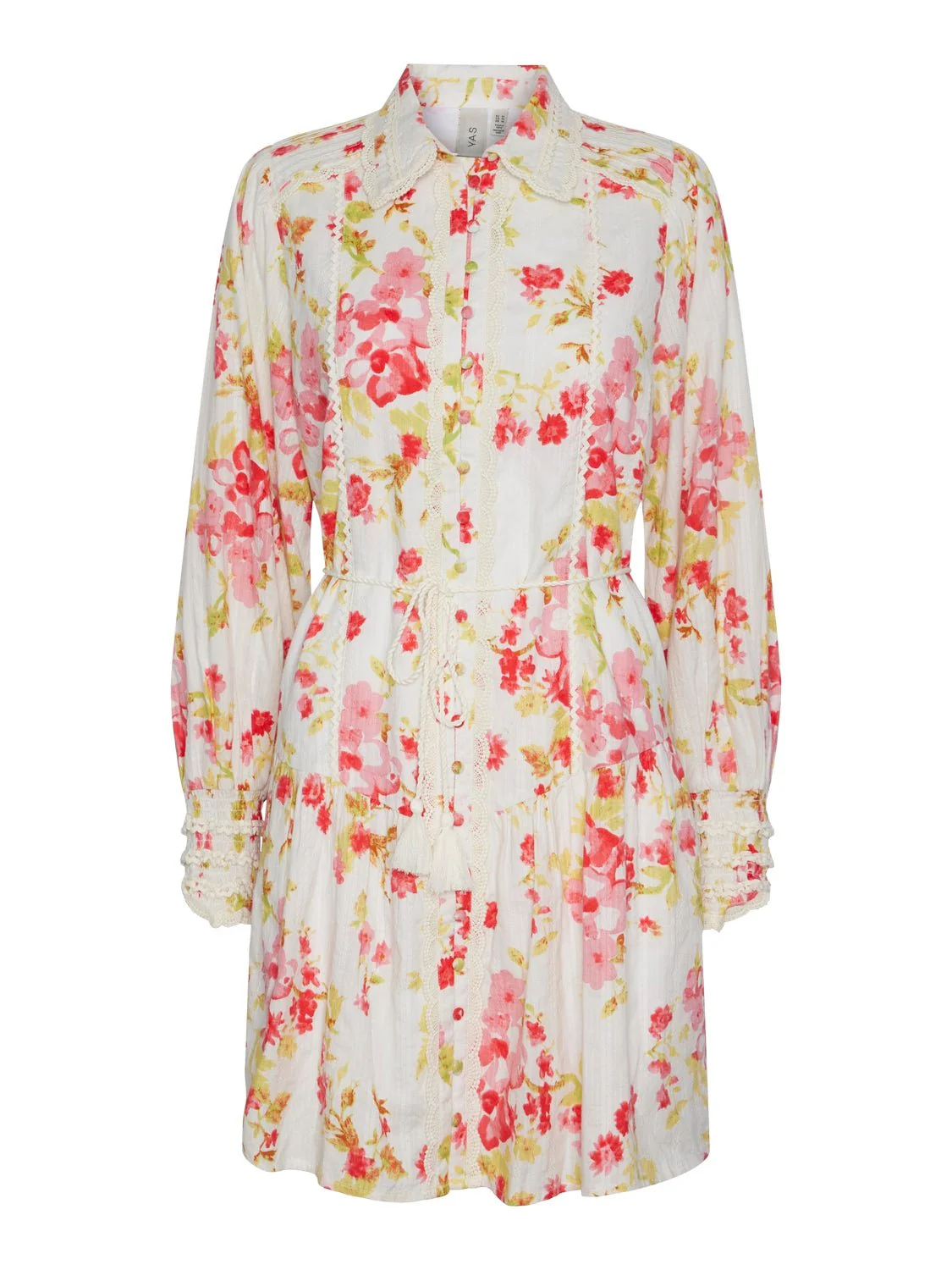 Yassomelli Ls Shirt Dress Fest Birch W. Red Flowers - Image 2