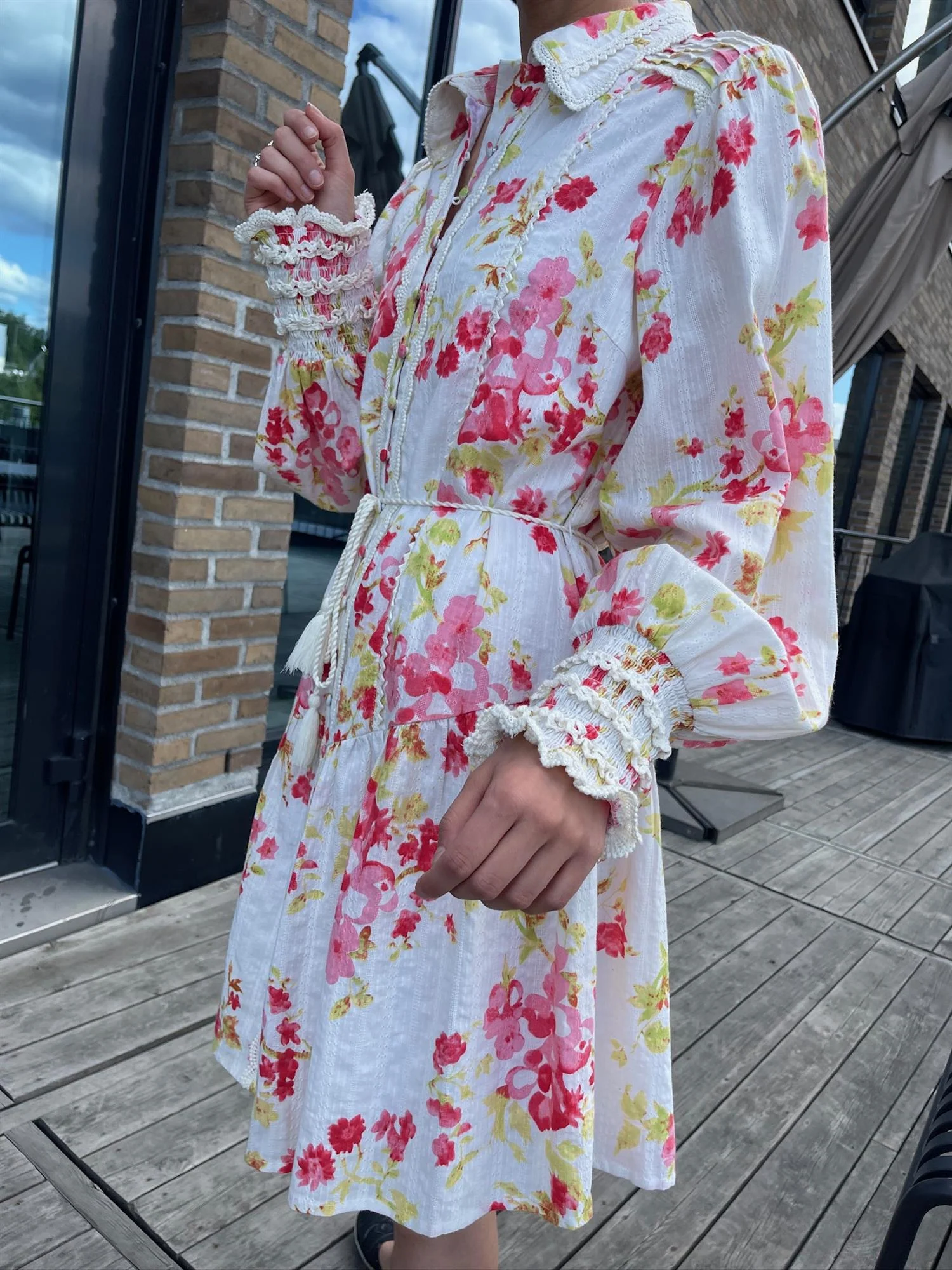Yassomelli Ls Shirt Dress Fest Birch W. Red Flowers - Image 7
